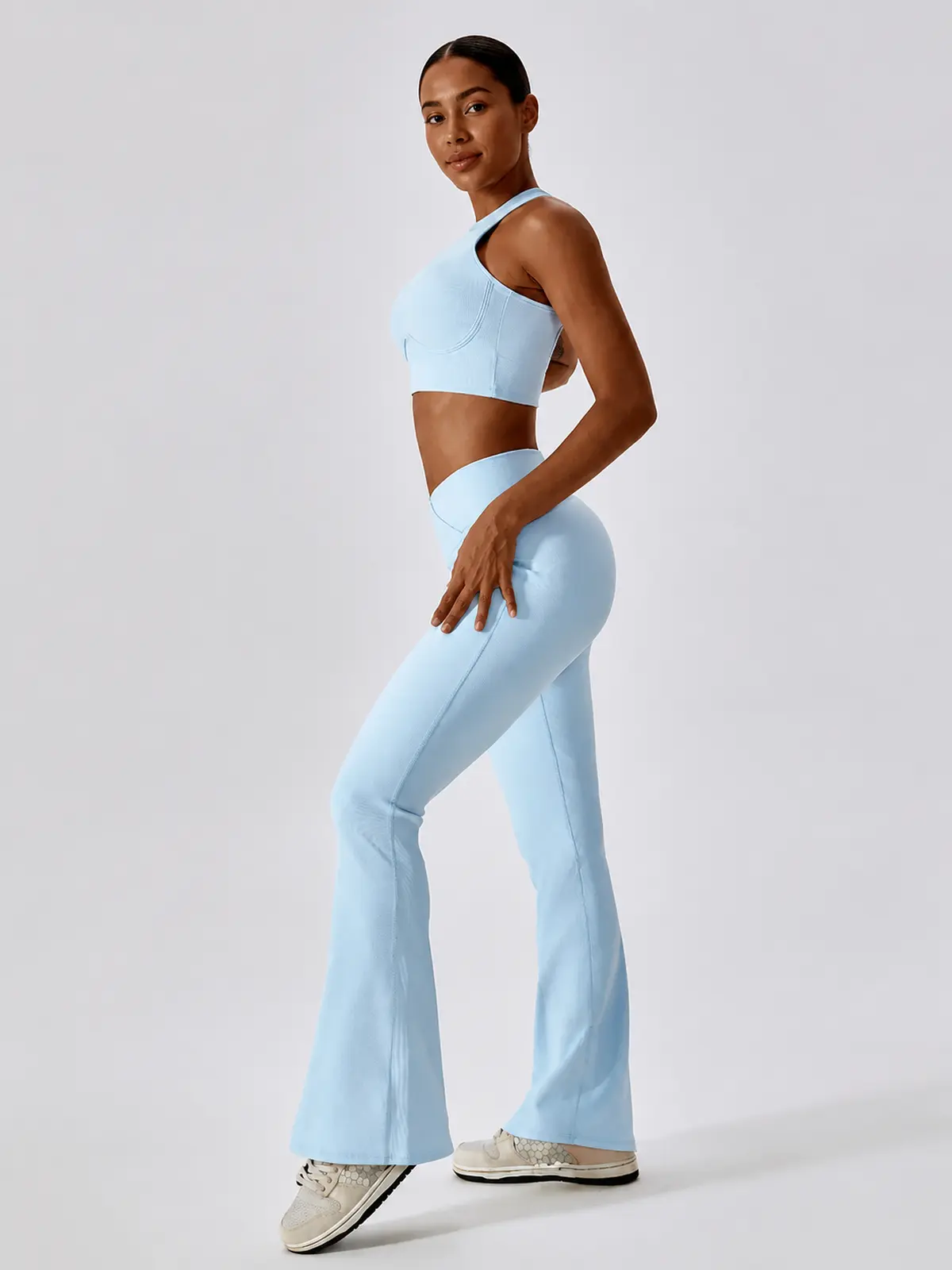 Verve Ledger High-Rise Crossover Flare Leggings — sky blue — general — authoritative variation match