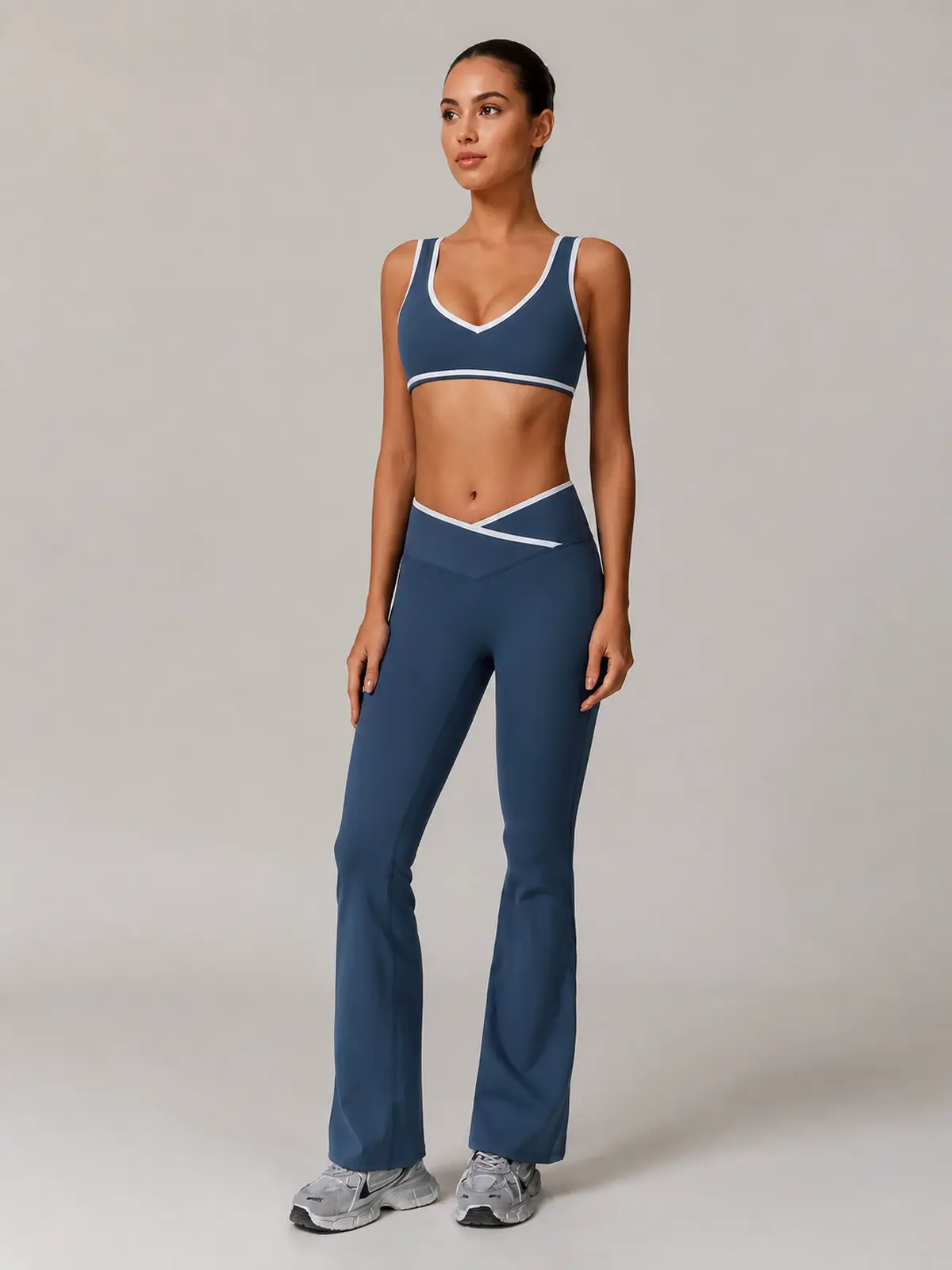 Violet Assembly Tank Top and Flare Leggings Set — blue — general — authoritative variation image