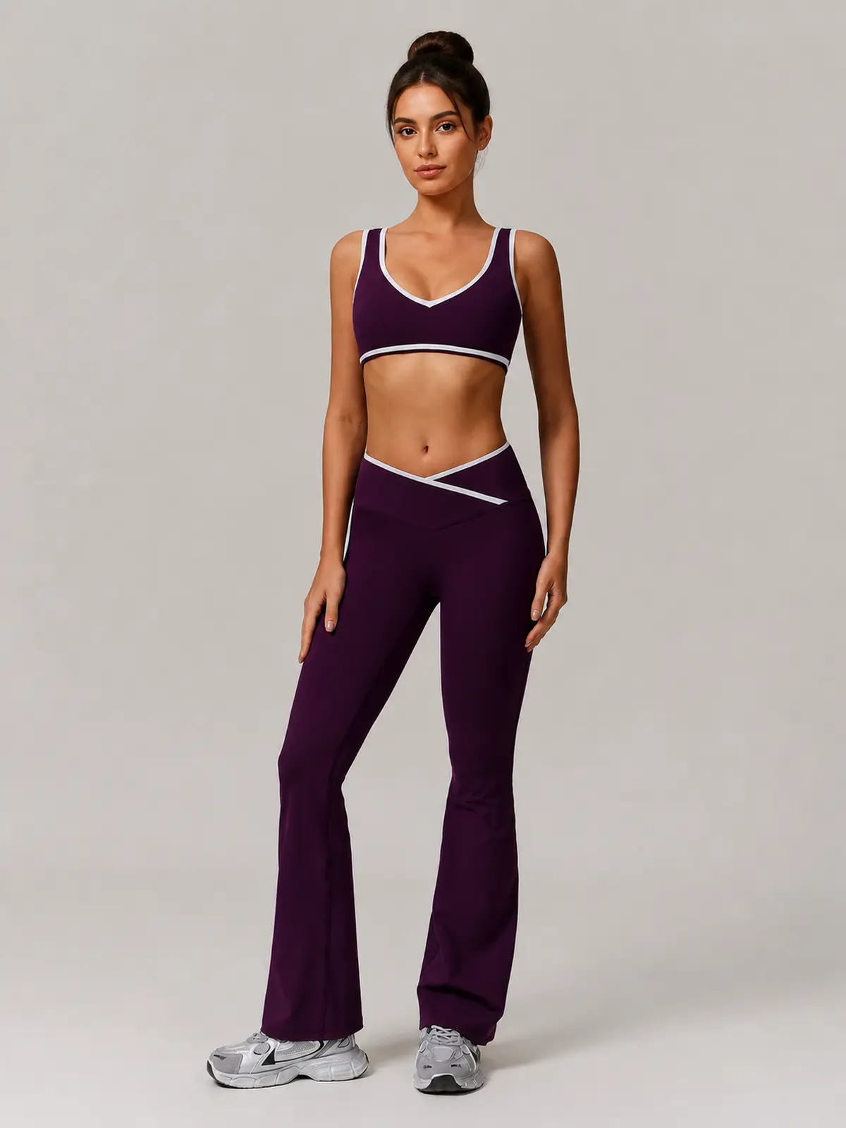 Violet Assembly Tank Top and Flare Leggings Set — deep purple — general — authoritative variation image