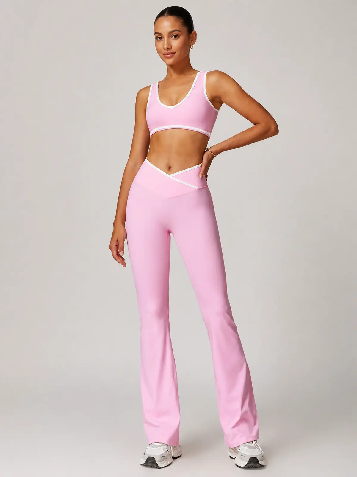Violet Assembly Tank Top and Flare Leggings Set — pink — general — authoritative variation image