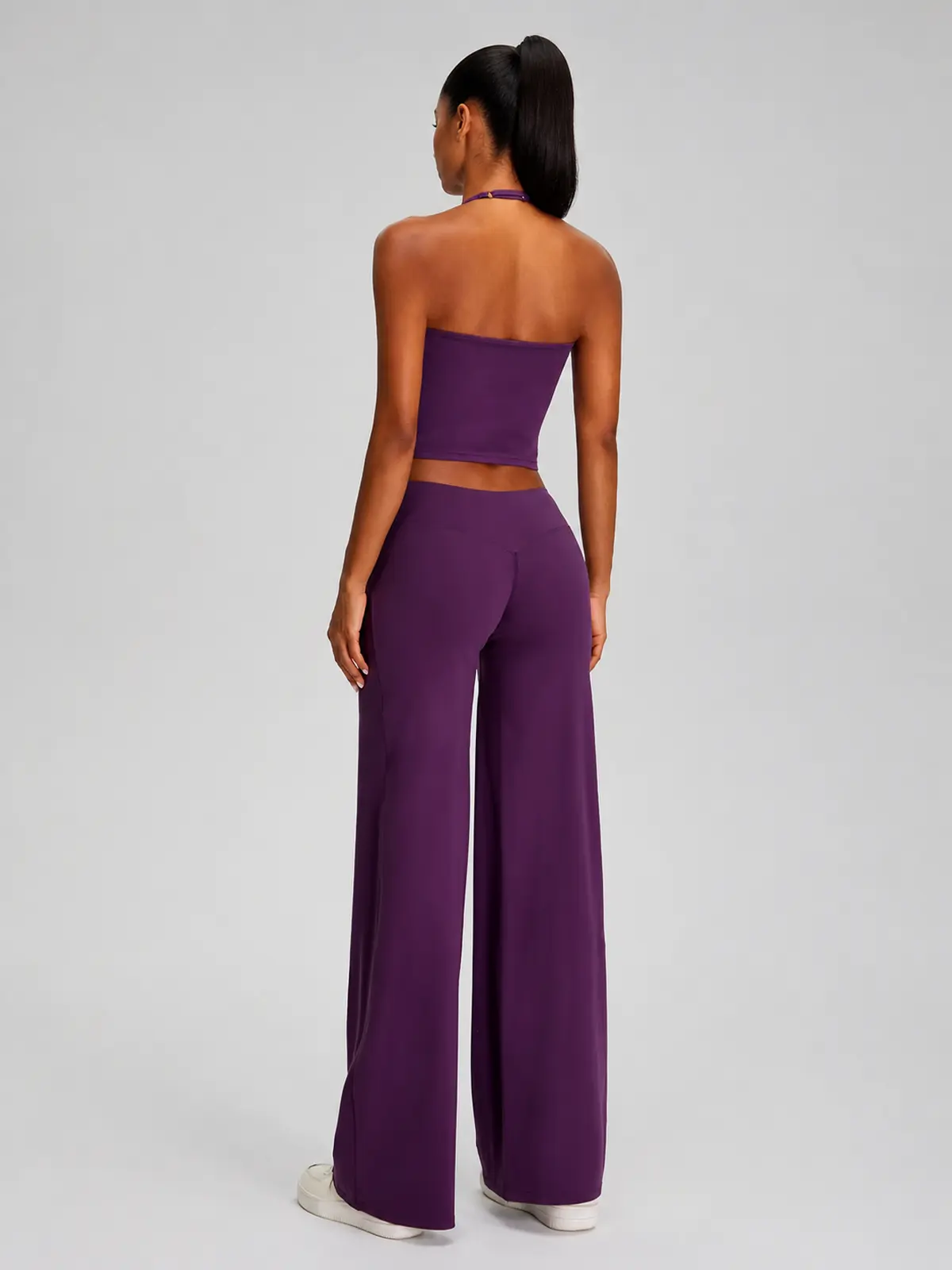 Violet Deepline Deep-V Halter Crop Top — grape purple — general — authoritative variation match