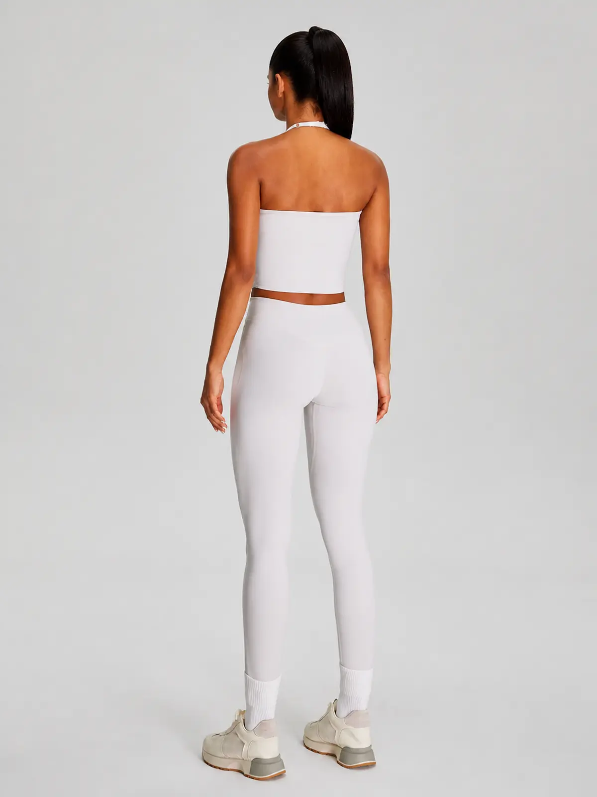 Violet Deepline Deep-V Halter Crop Top — white — general — authoritative variation match