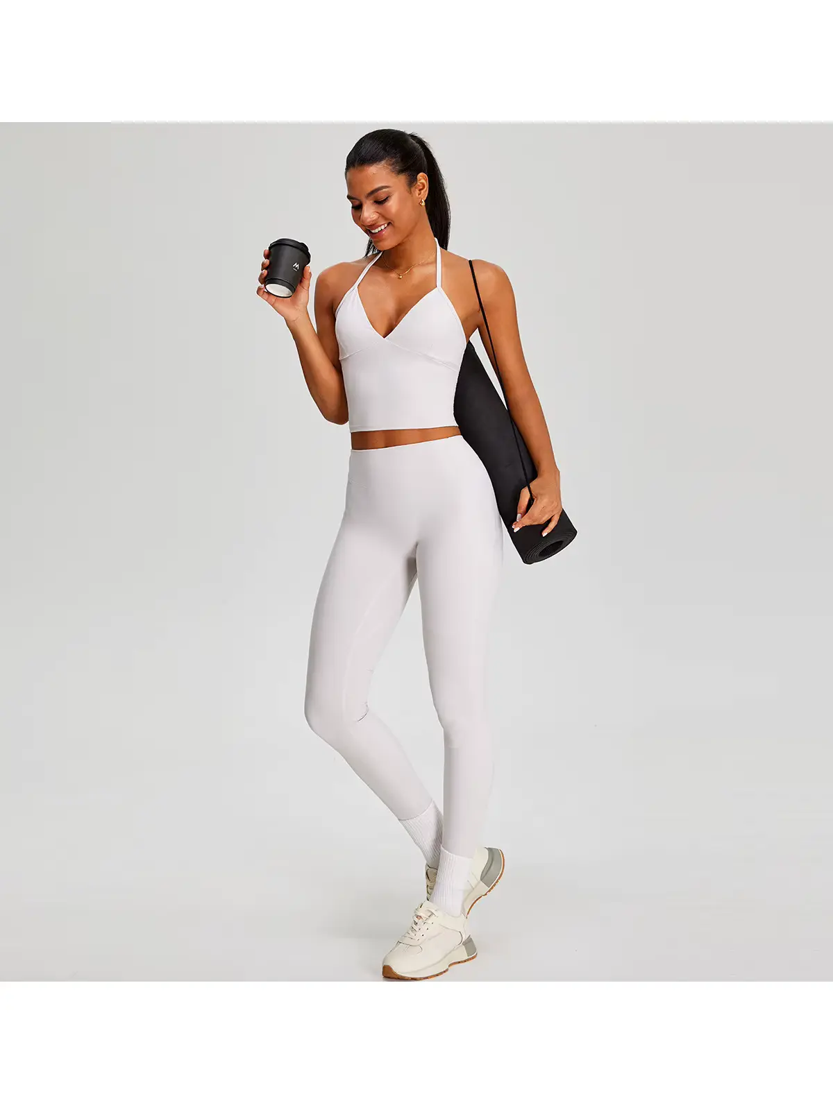 Violet Deepline Deep-V Halter Crop Top — white — general — authoritative variation match
