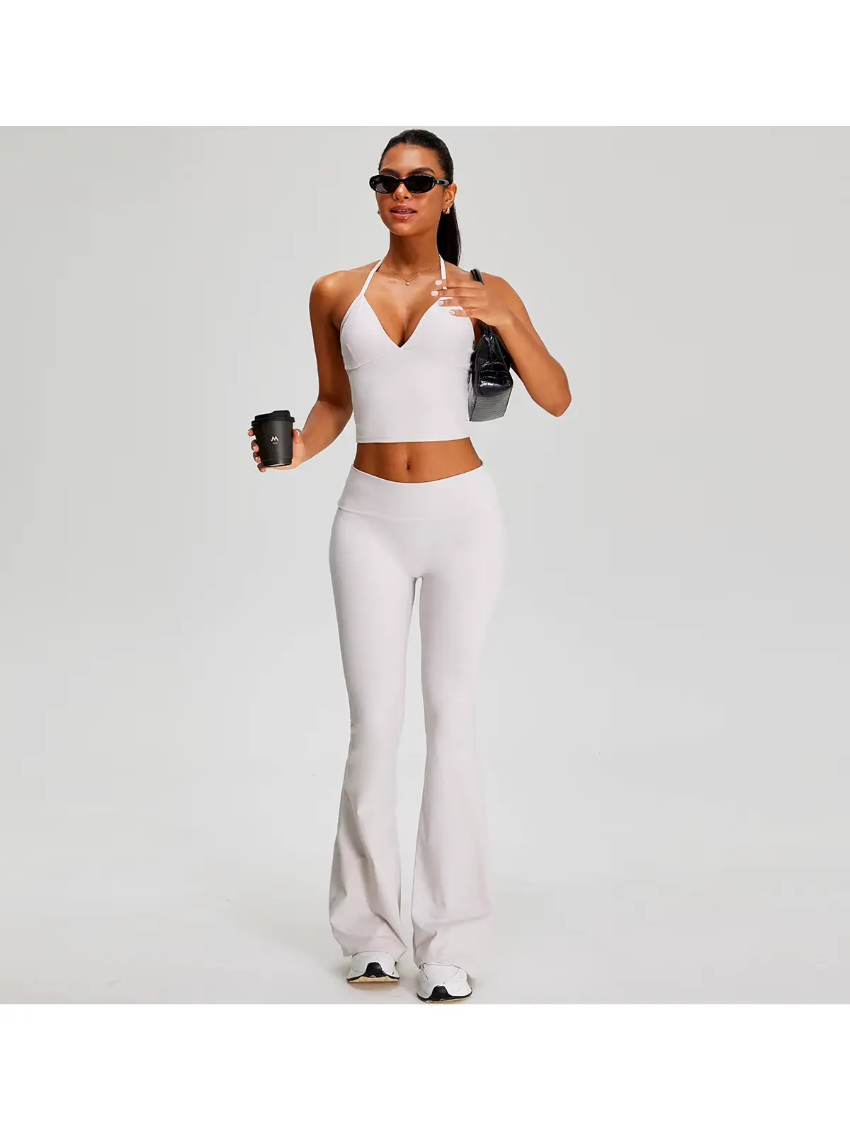 Violet Deepline Deep-V Halter Crop Top — white — general — authoritative variation match