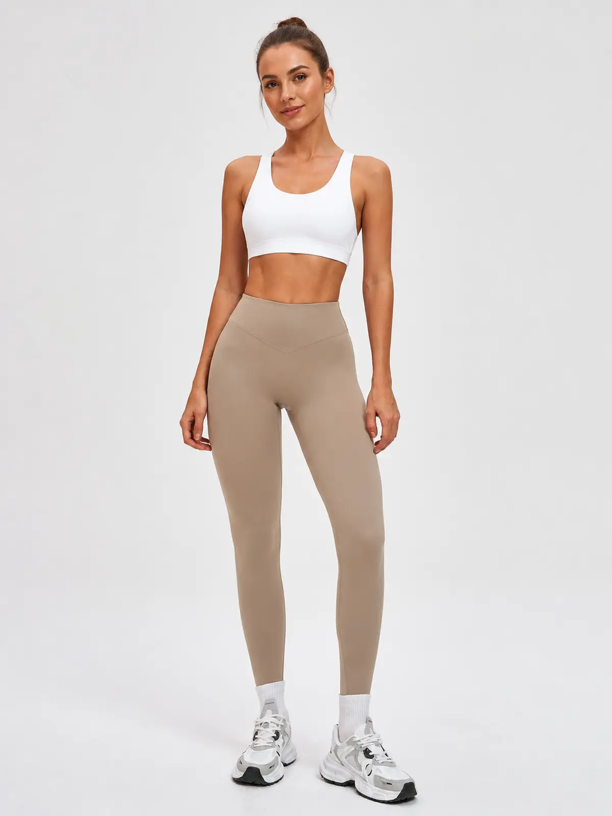 Violet Meridian High-Rise Ankle Leggings — camel brown — authoritative variation image