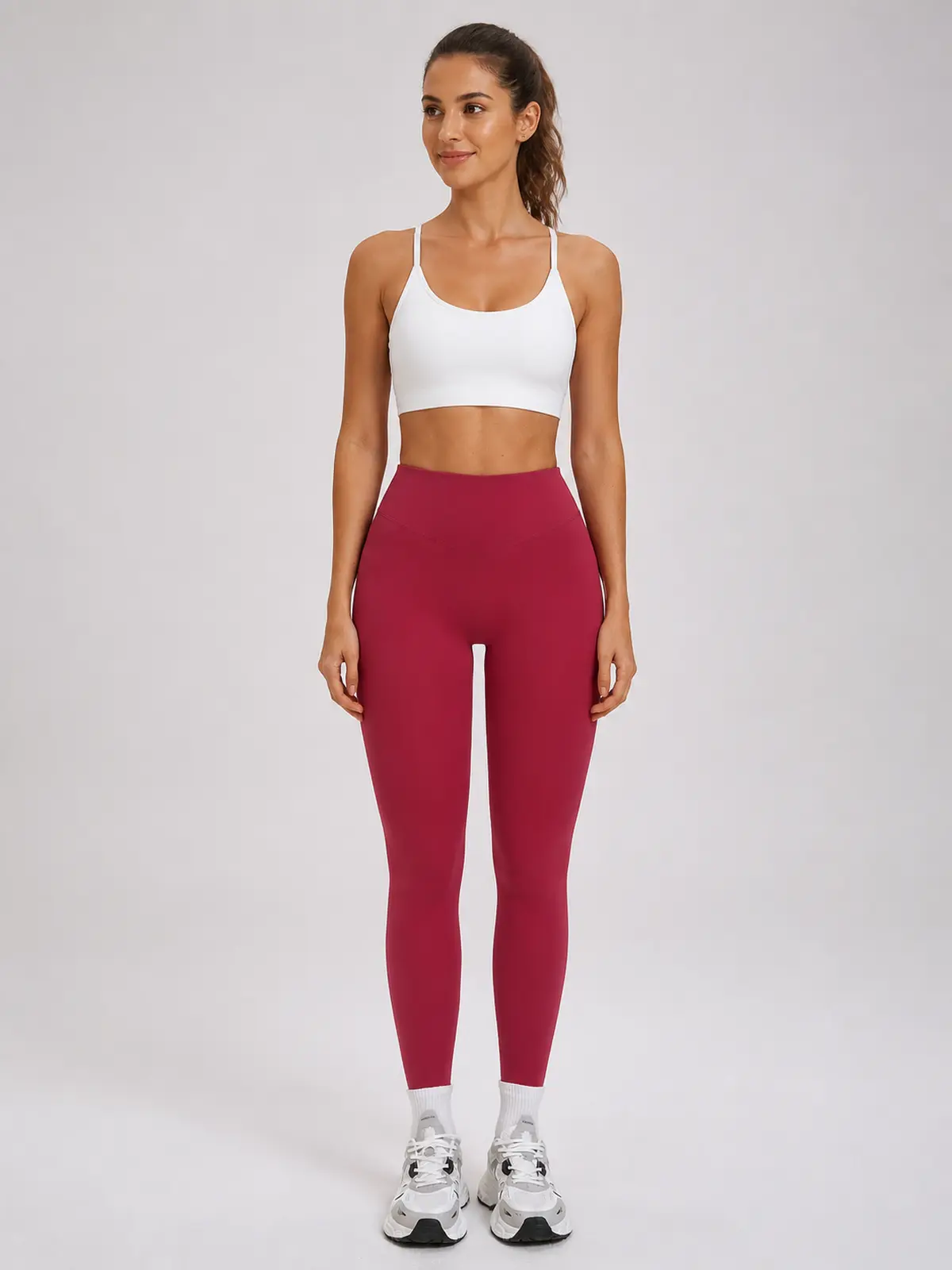 Violet Meridian High-Rise Ankle Leggings — cherry red — authoritative variation image