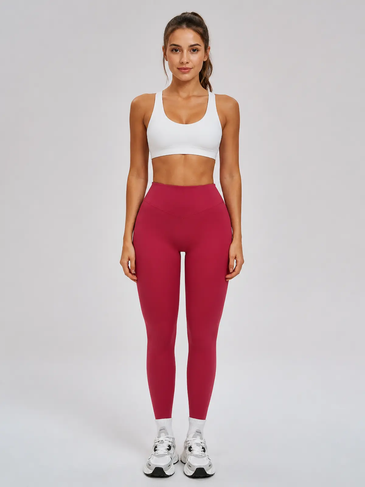 Violet Meridian High-Rise Ankle Leggings — cherry red — authoritative variation match