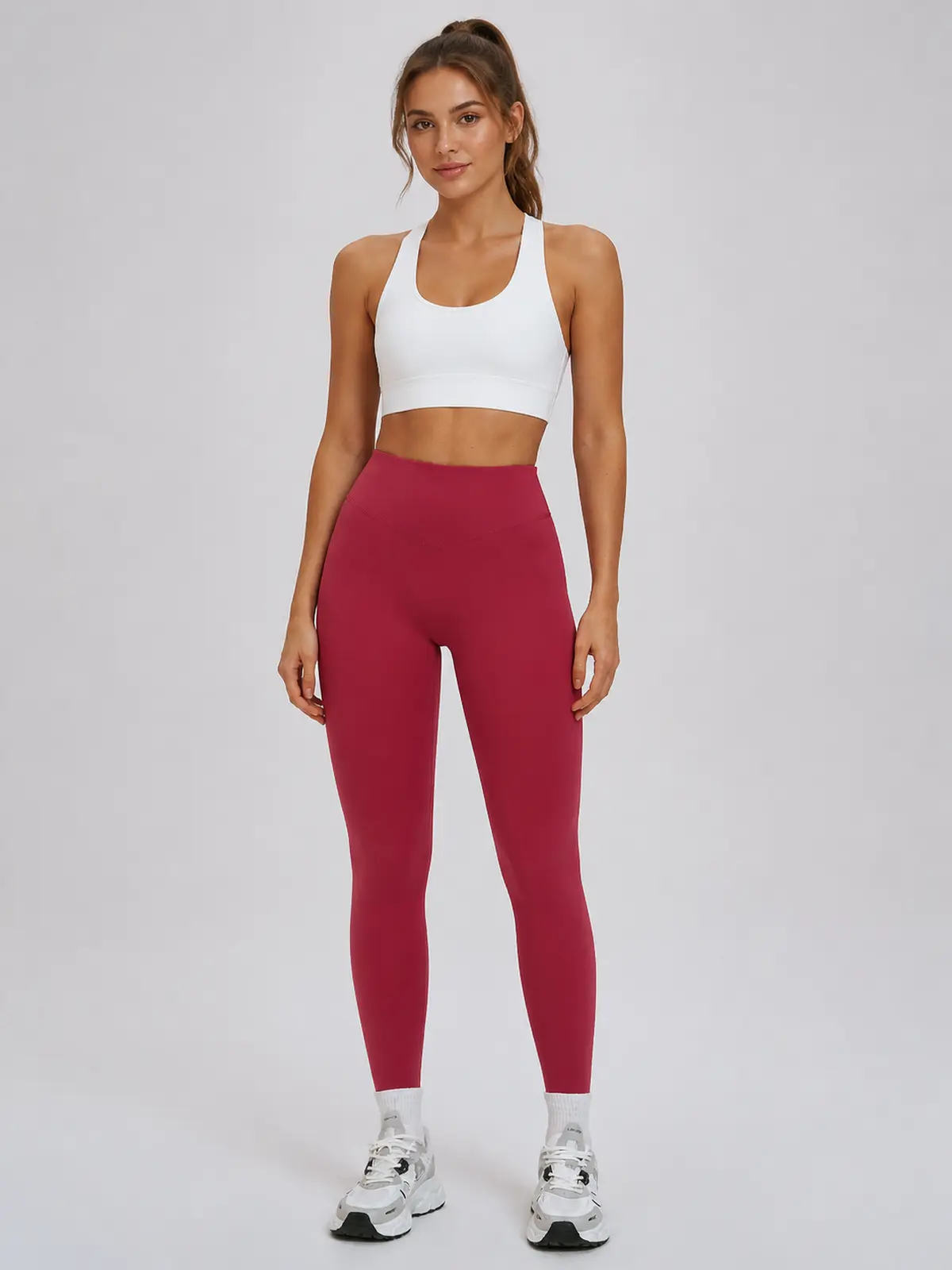 Violet Meridian High-Rise Ankle Leggings — cherry red — authoritative variation match
