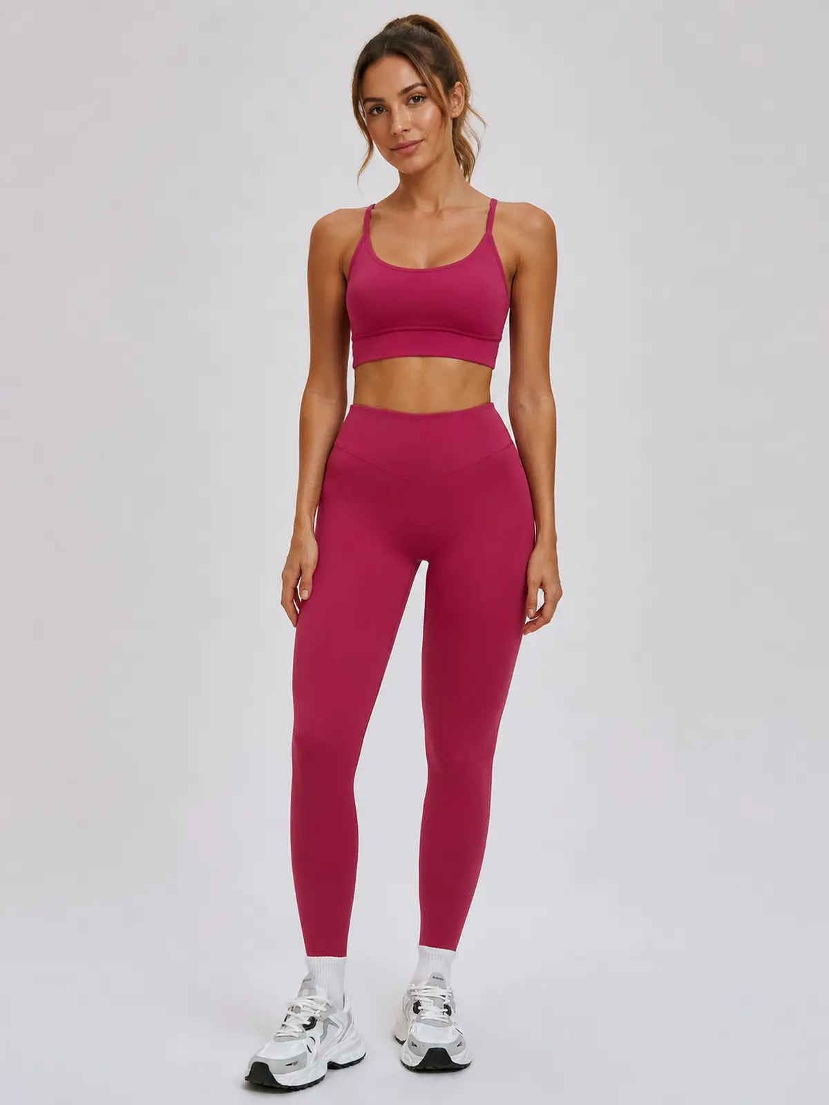 Violet Meridian High-Rise Ankle Leggings — cherry red — authoritative variation match