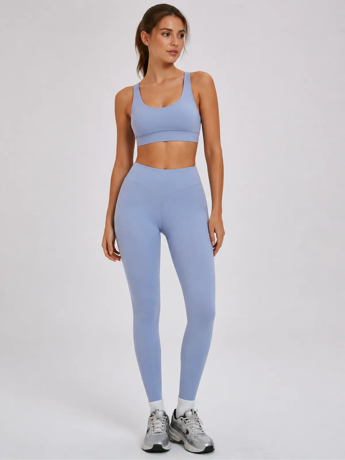 Violet Meridian High-Rise Ankle Leggings — grayish lavender blue — authoritative variation match