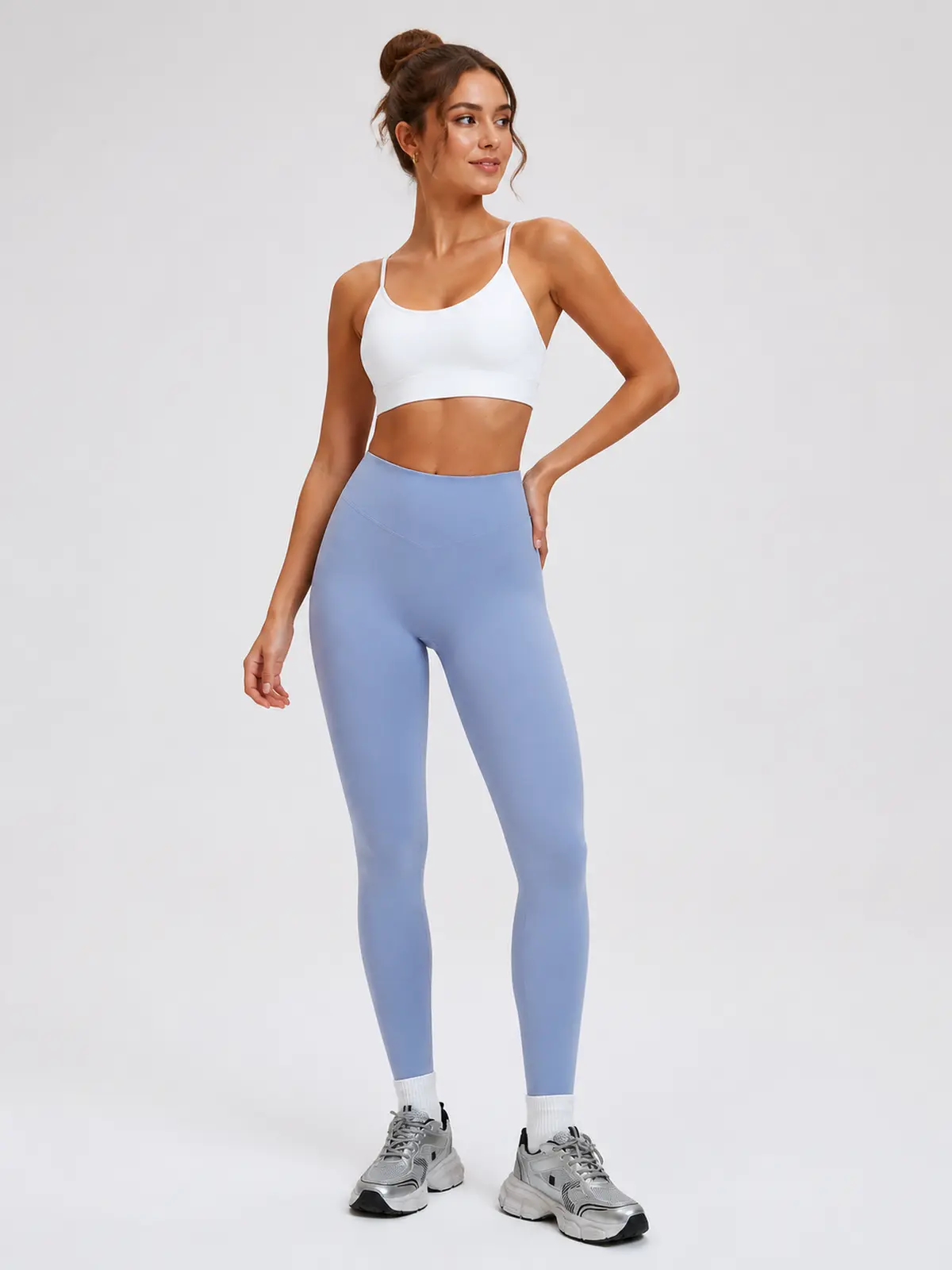 Violet Meridian High-Rise Ankle Leggings — grayish lavender blue — authoritative variation match