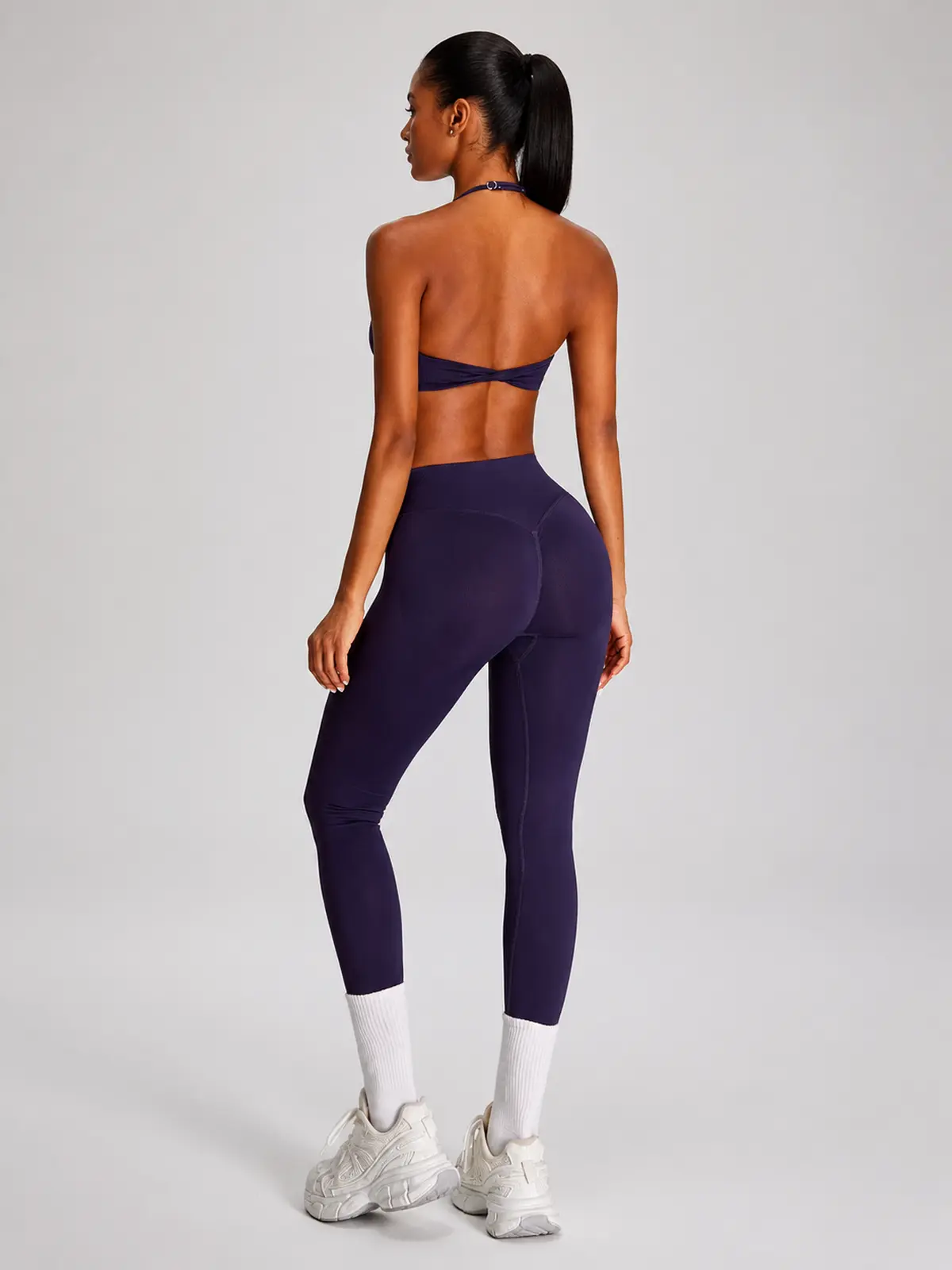 Wicker Cadence Halter Sports Bra and Full-Length Leggings Set — grape purple — general — assigned human anchor cluster