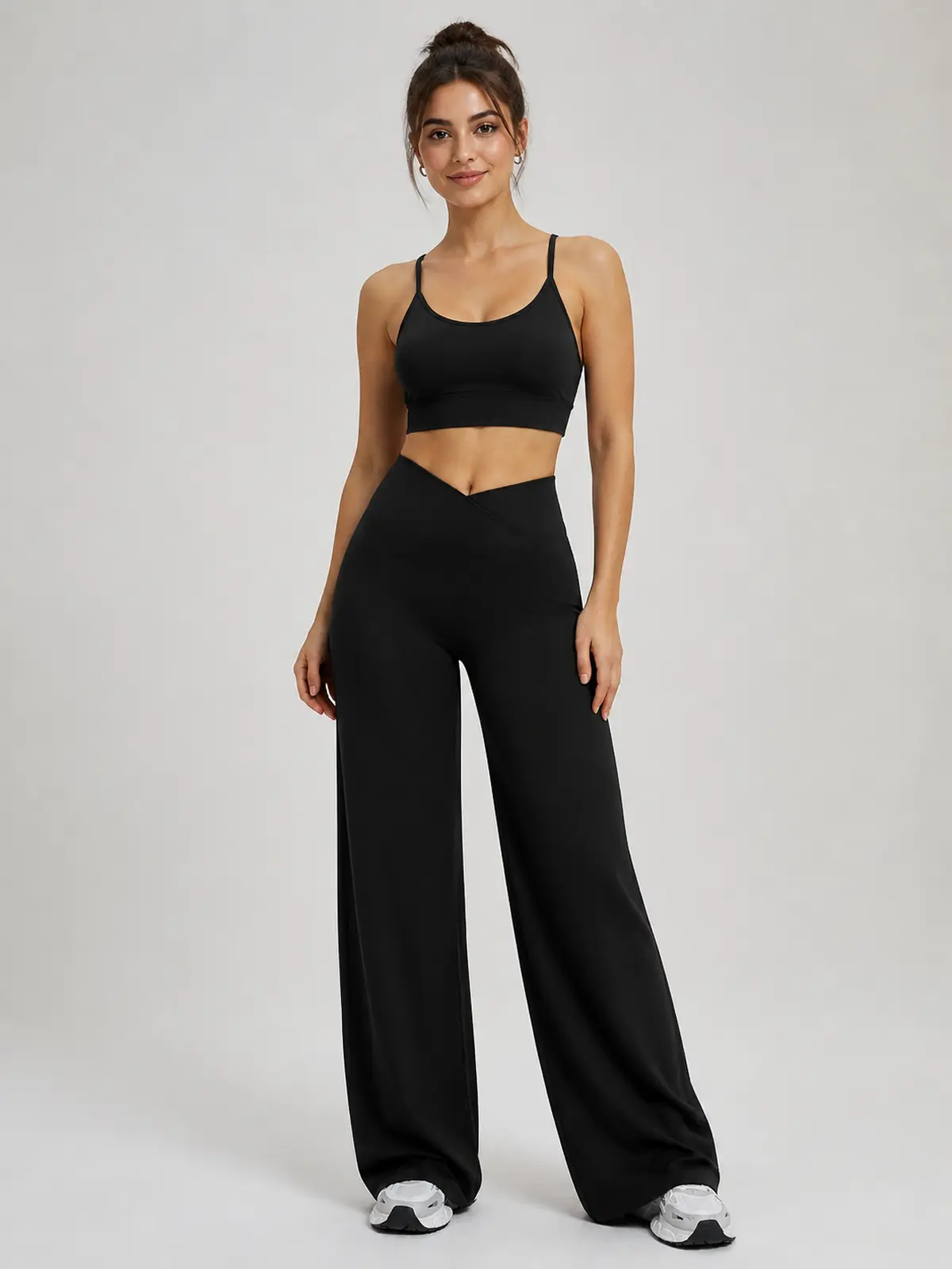 Willow Passage High-Rise Crossover Flare Leggings — black — pants — authoritative variation match