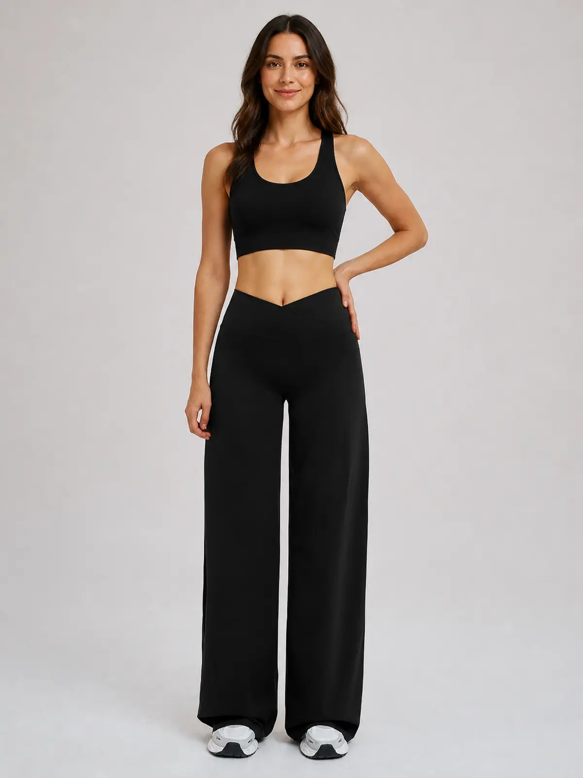 Willow Passage High-Rise Crossover Flare Leggings — black — pants — authoritative variation match