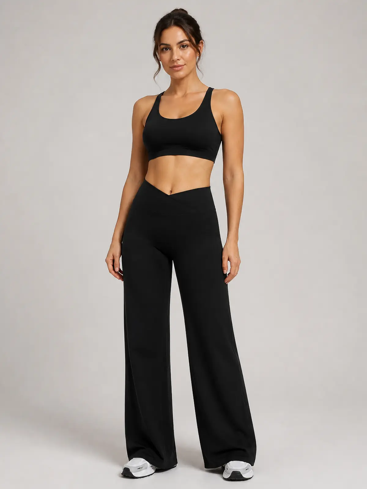 Willow Passage High-Rise Crossover Flare Leggings — black — pants — authoritative variation match