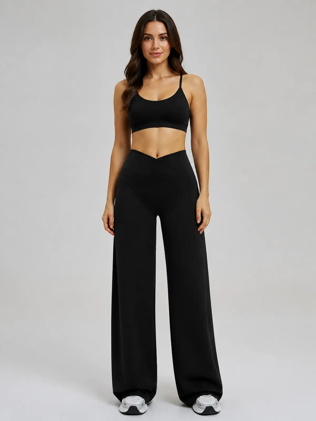 Willow Passage High-Rise Crossover Flare Leggings — black — pants — authoritative variation match