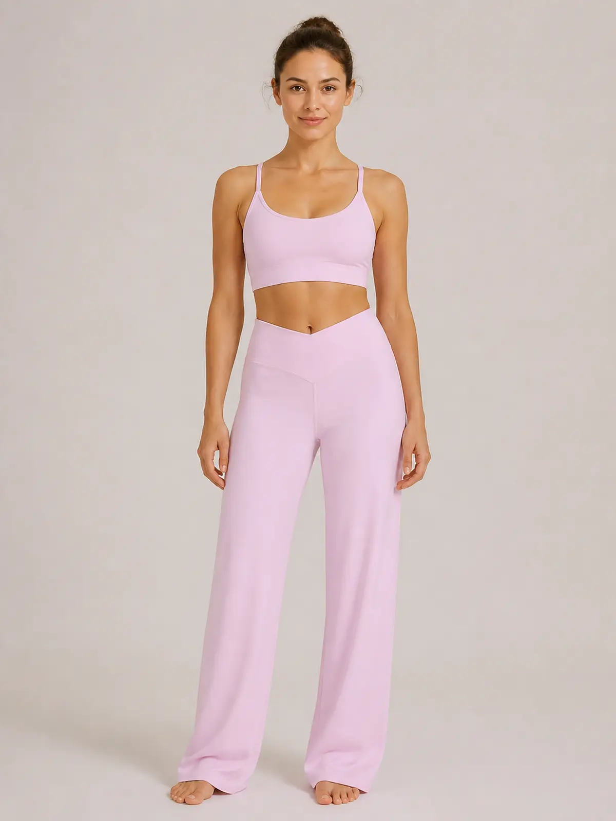 Willow Passage High-Rise Crossover Flare Leggings — light pink — flare-leggings — authoritative variation match