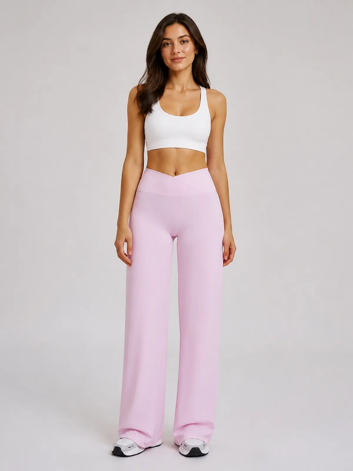 Willow Passage High-Rise Crossover Flare Leggings — light pink — pants — authoritative variation match