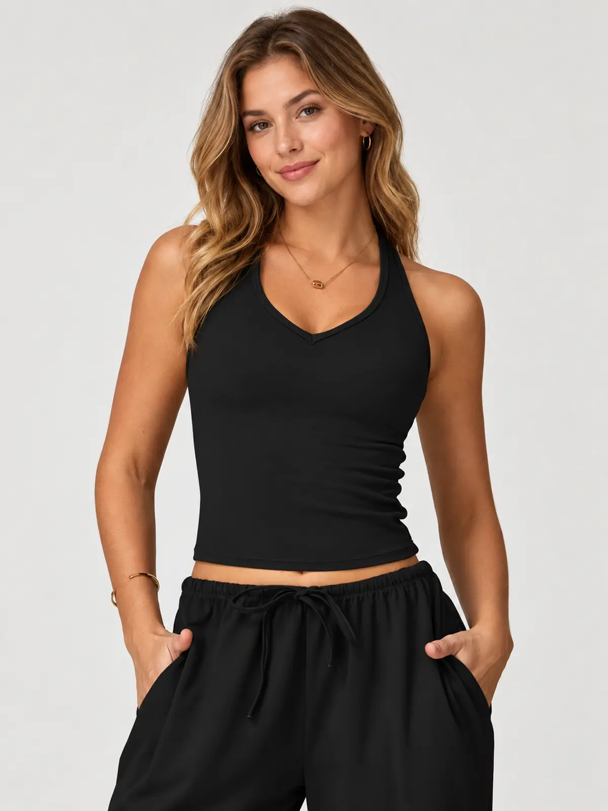 Canyon Veil Halter Crop Top — black — general — authoritative variation match