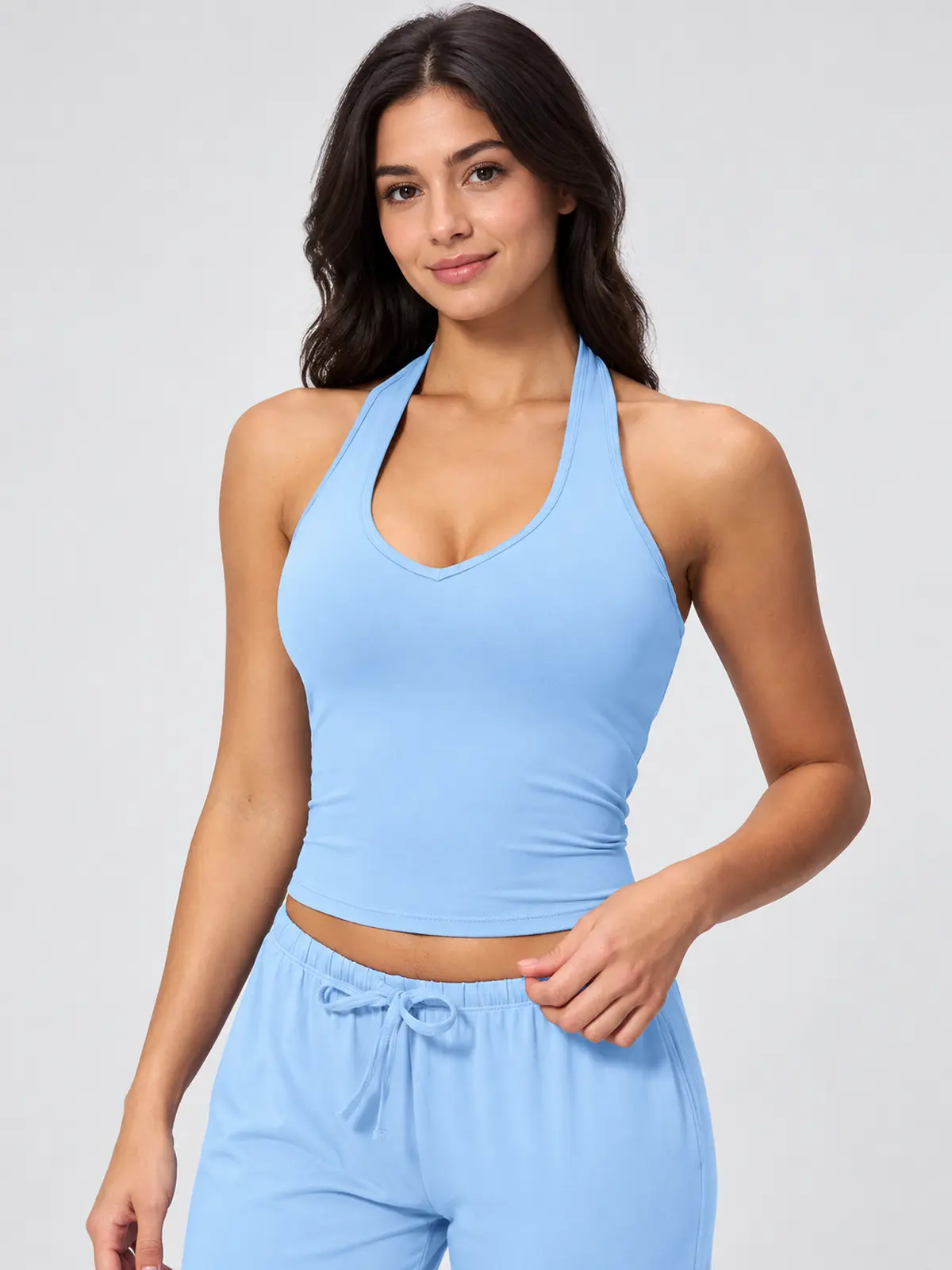 Canyon Veil Halter Crop Top — light sky blue — crop-top — authoritative variation match