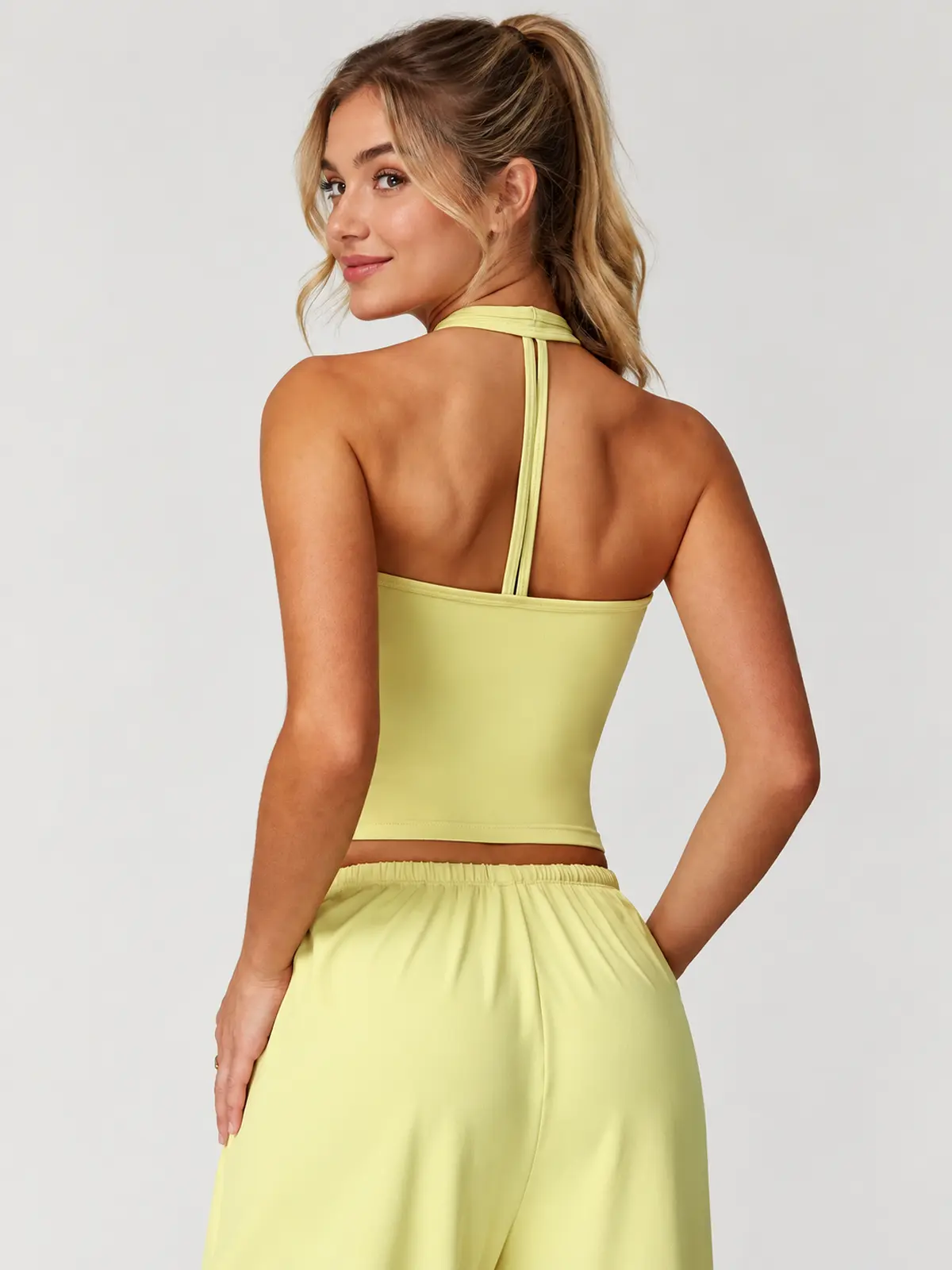 Canyon Veil Halter Crop Top — light yellow — general — assigned human anchor cluster