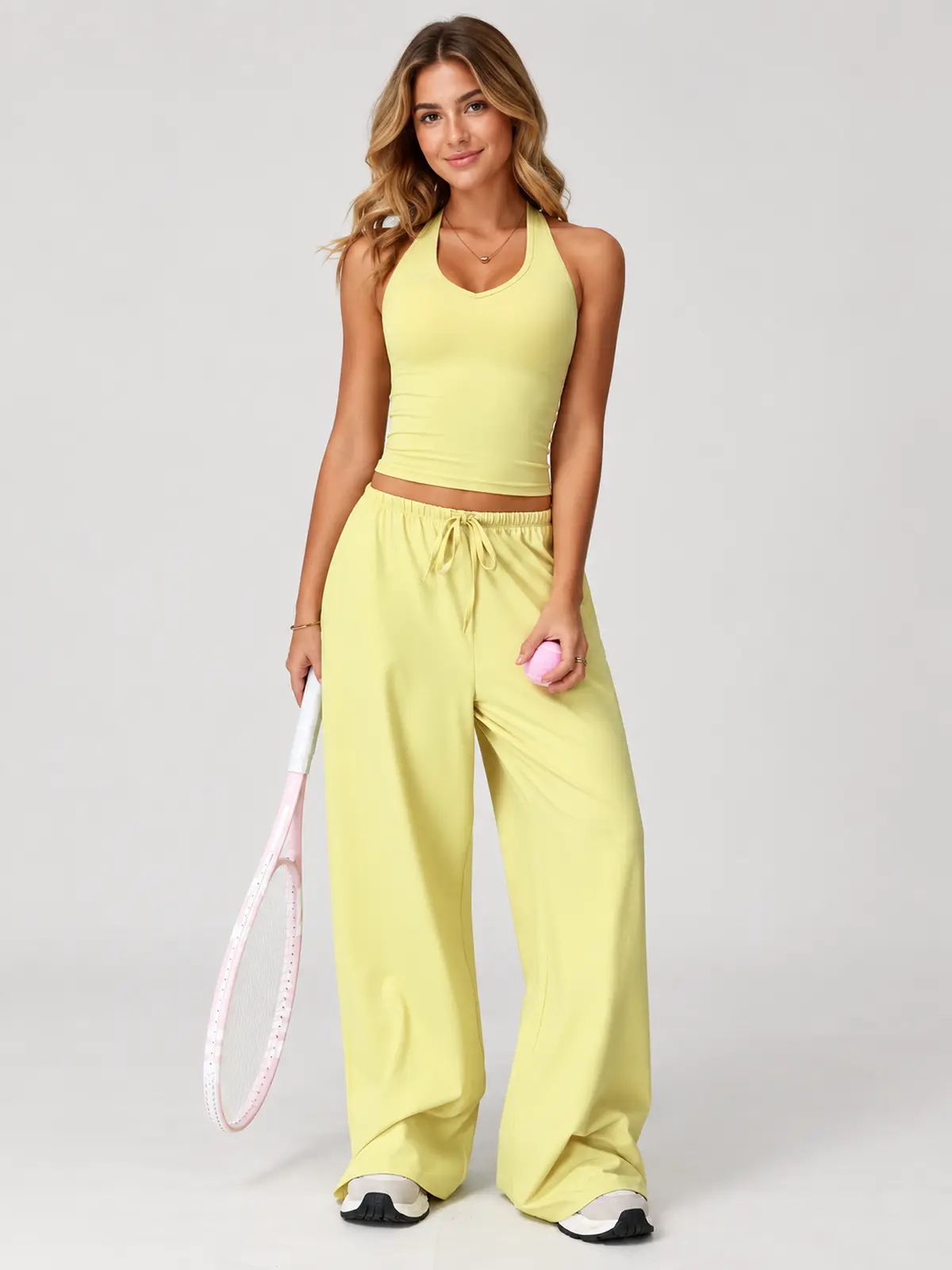 Canyon Veil Halter Crop Top — light yellow — general — authoritative variation match