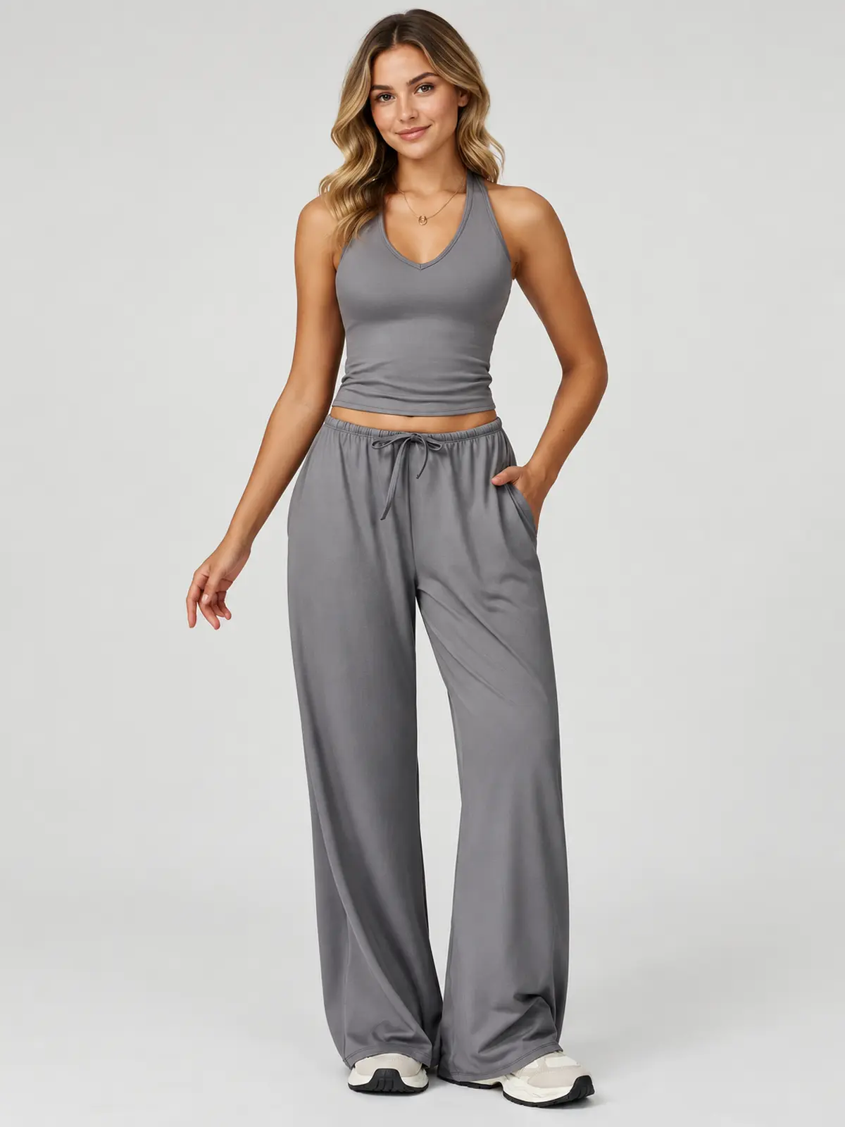Canyon Veil Halter Crop Top — smoke gray — general — authoritative variation match