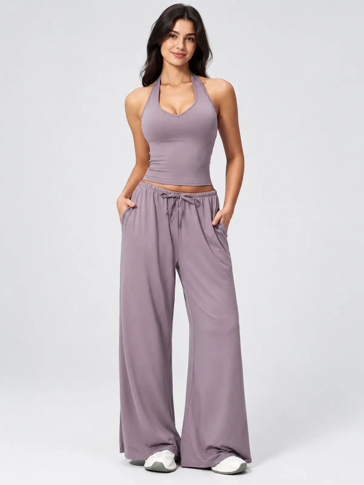 Canyon Veil Halter Crop Top — smoke purple — general — authoritative variation match