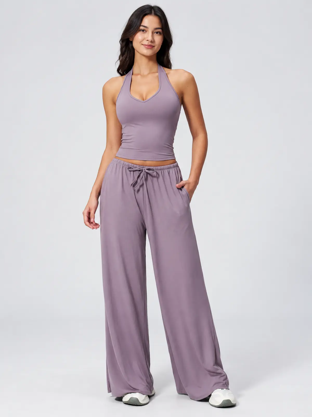 Canyon Veil Halter Crop Top — smoke purple — general — authoritative variation match