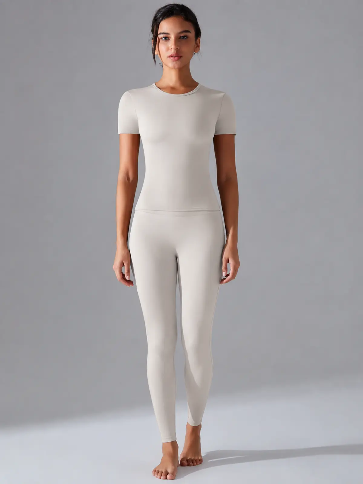 Cedar Current Short-Sleeve Crew-Neck Yoga T-Shirt — light gray — assigned human anchor cluster