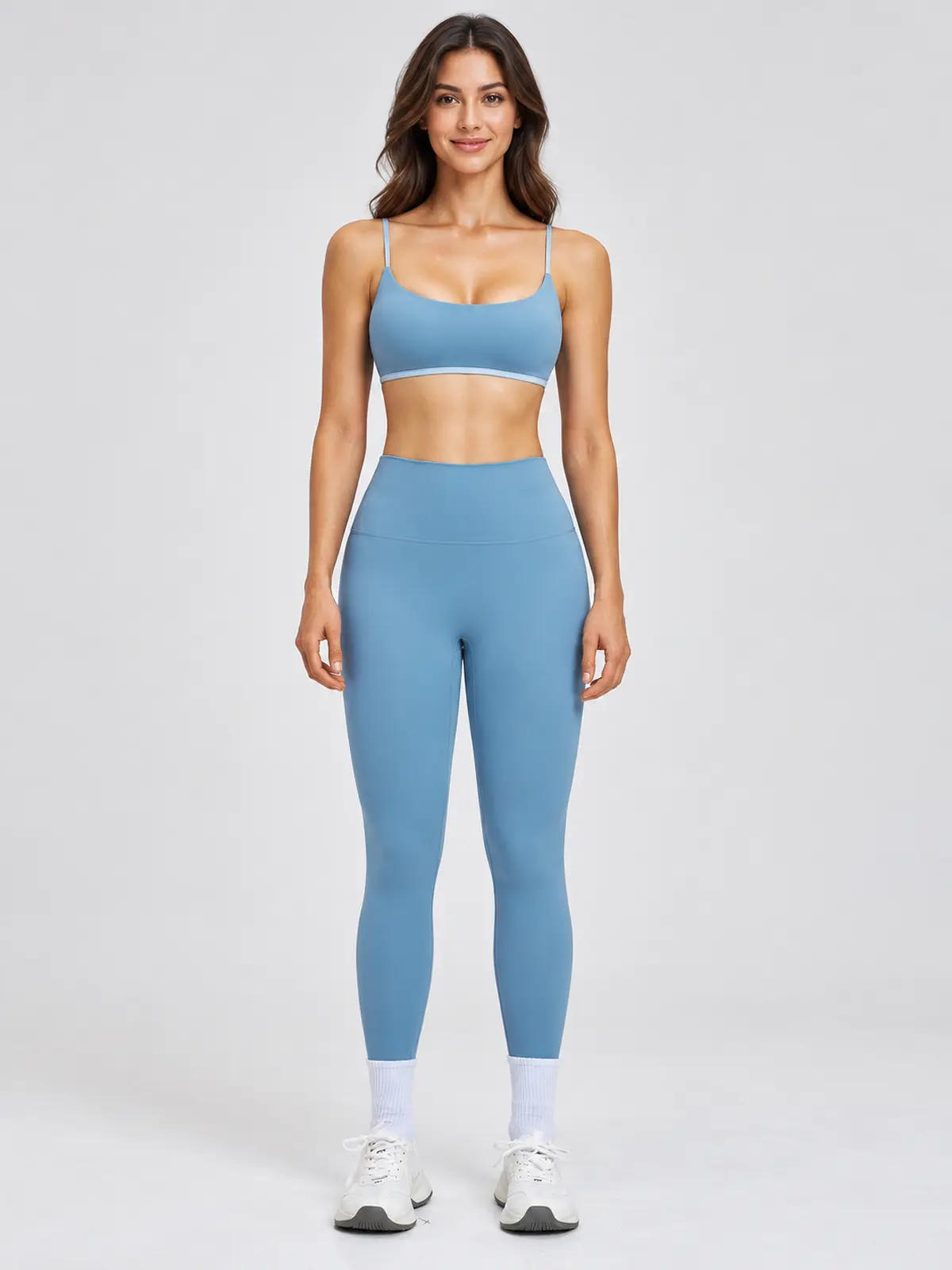 Cobalt Morrow Scoop-Neck Sports Bra and Full-Length Leggings Set — light blue — general — authoritative variation match