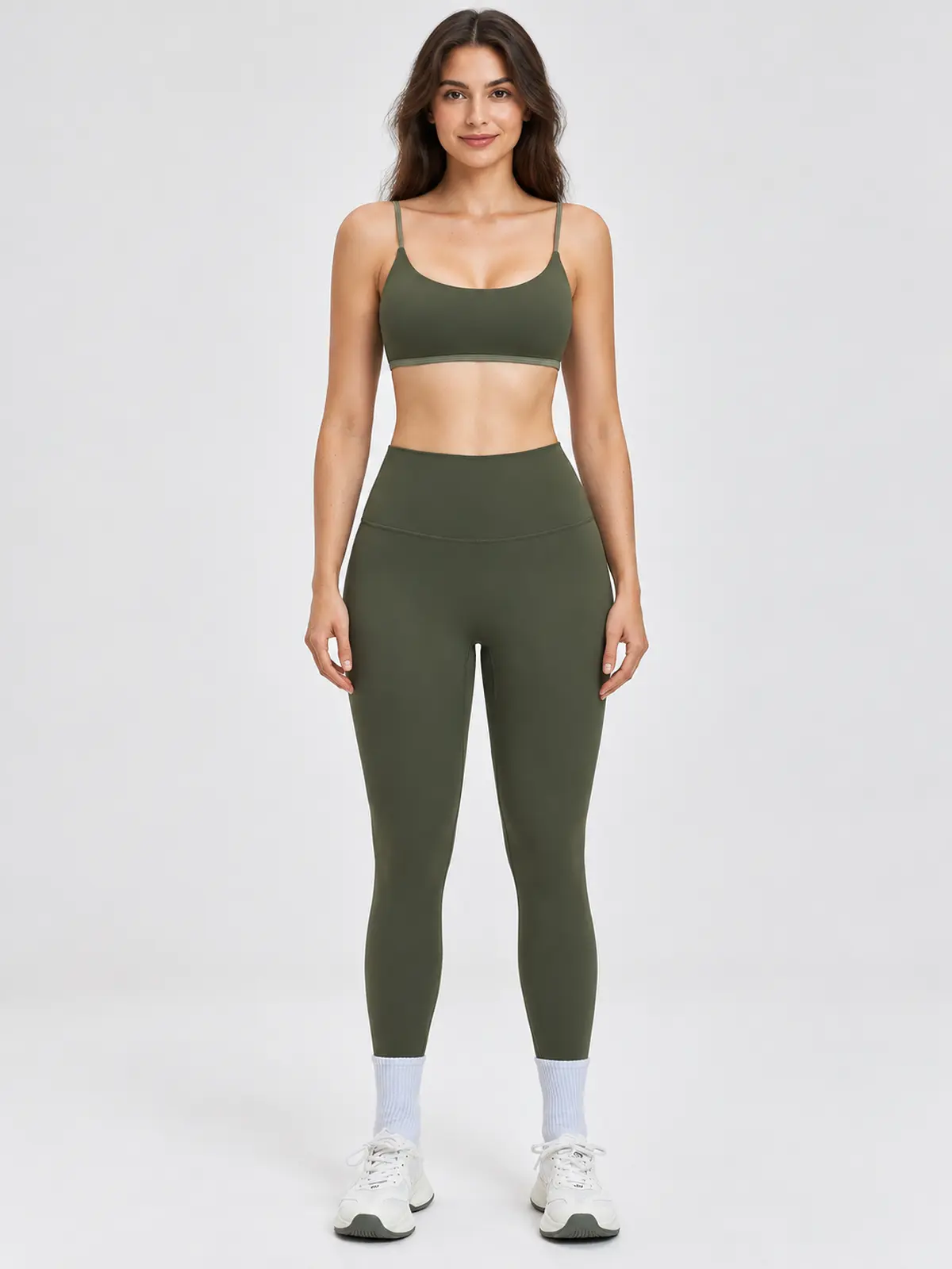 Cobalt Morrow Scoop-Neck Sports Bra and Full-Length Leggings Set — moss green — general — authoritative variation match