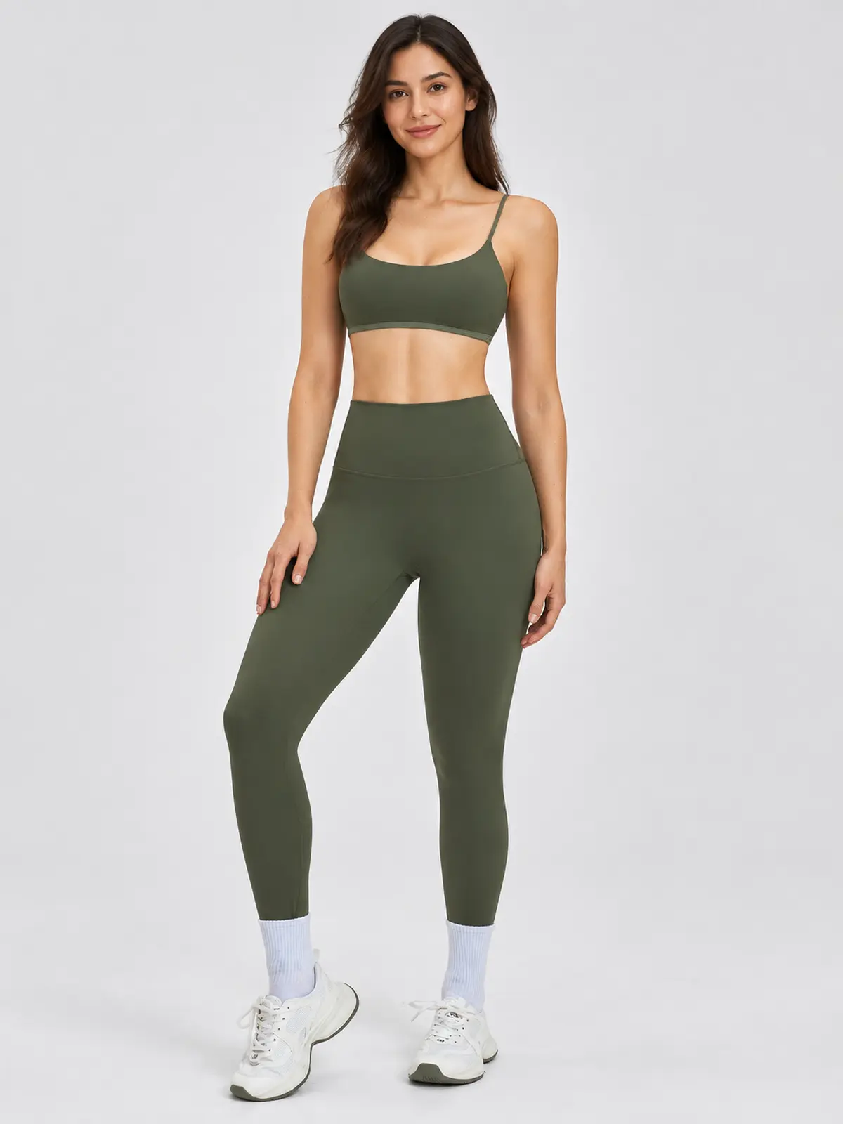 Cobalt Morrow Scoop-Neck Sports Bra and Full-Length Leggings Set — moss green — general — authoritative variation match