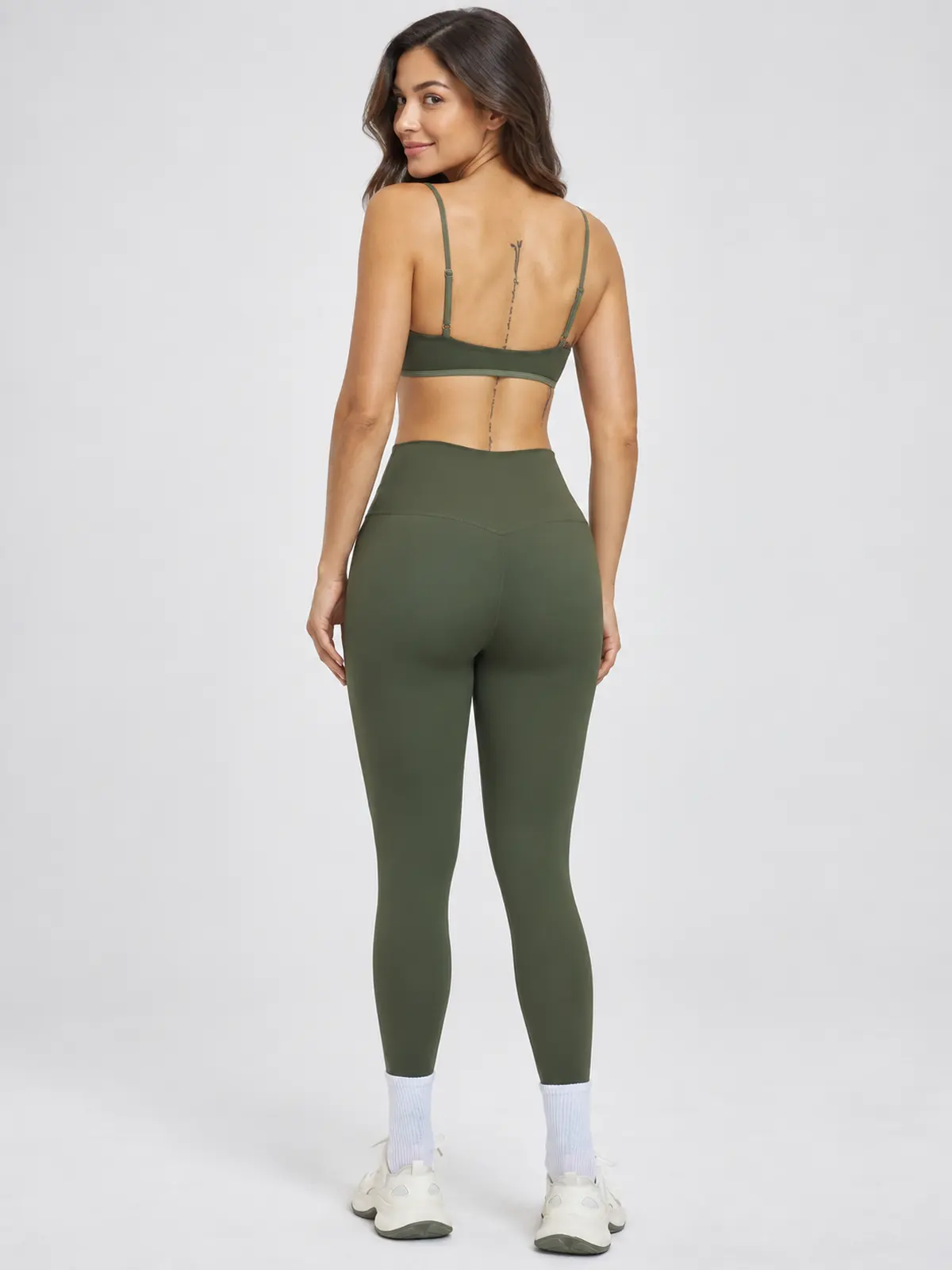Cobalt Morrow Scoop-Neck Sports Bra and Full-Length Leggings Set — moss green — general — authoritative variation match