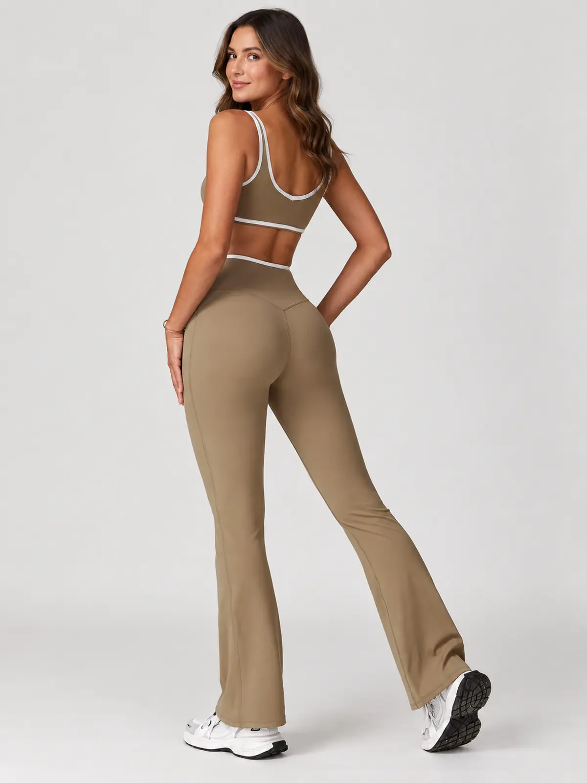 Crossover Orbit High-Rise Flare Leggings — cocoa brown — flare-leggings — assigned human anchor cluster