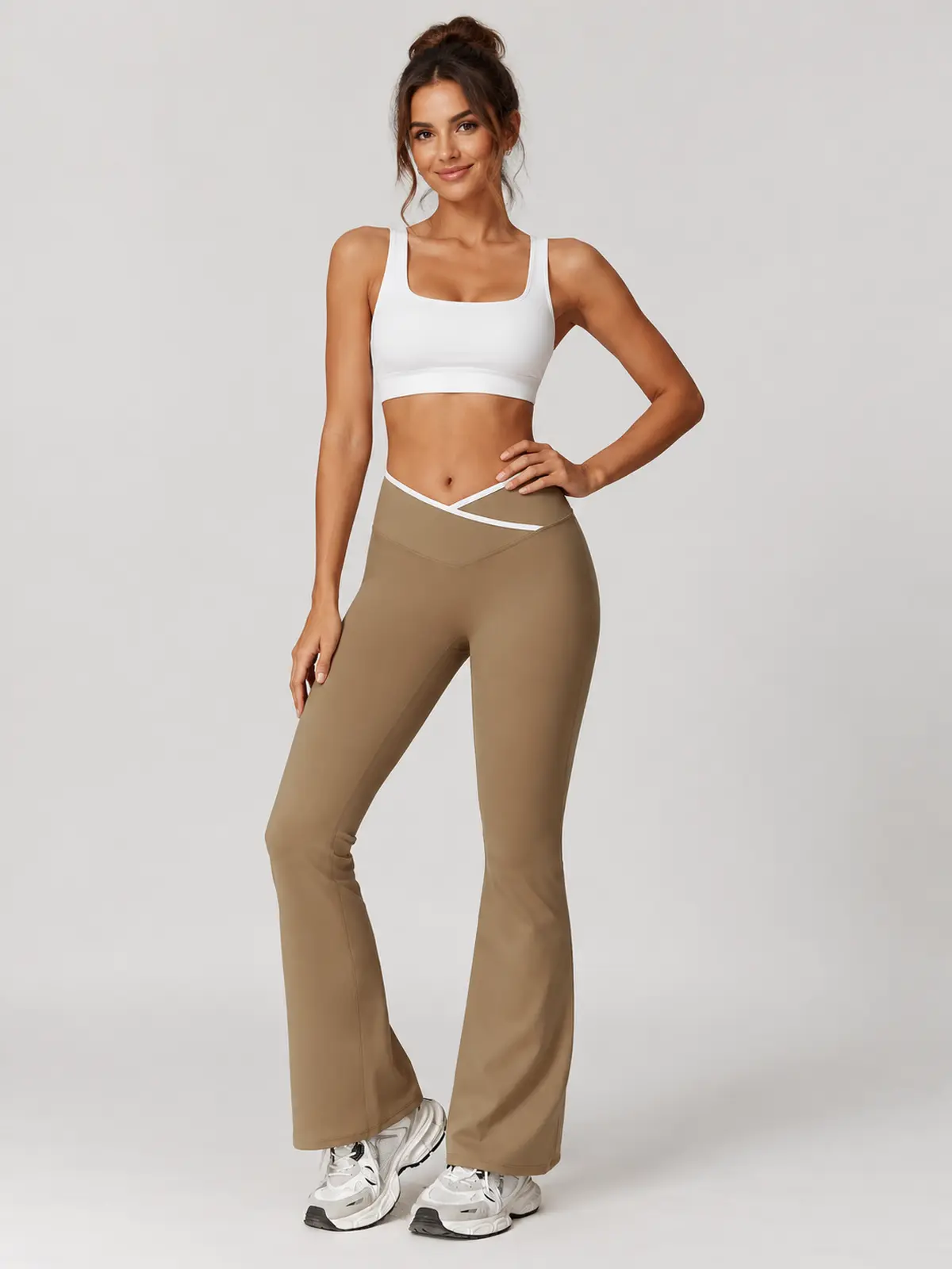Crossover Orbit High-Rise Flare Leggings — cocoa brown — flare-leggings — assigned human anchor cluster