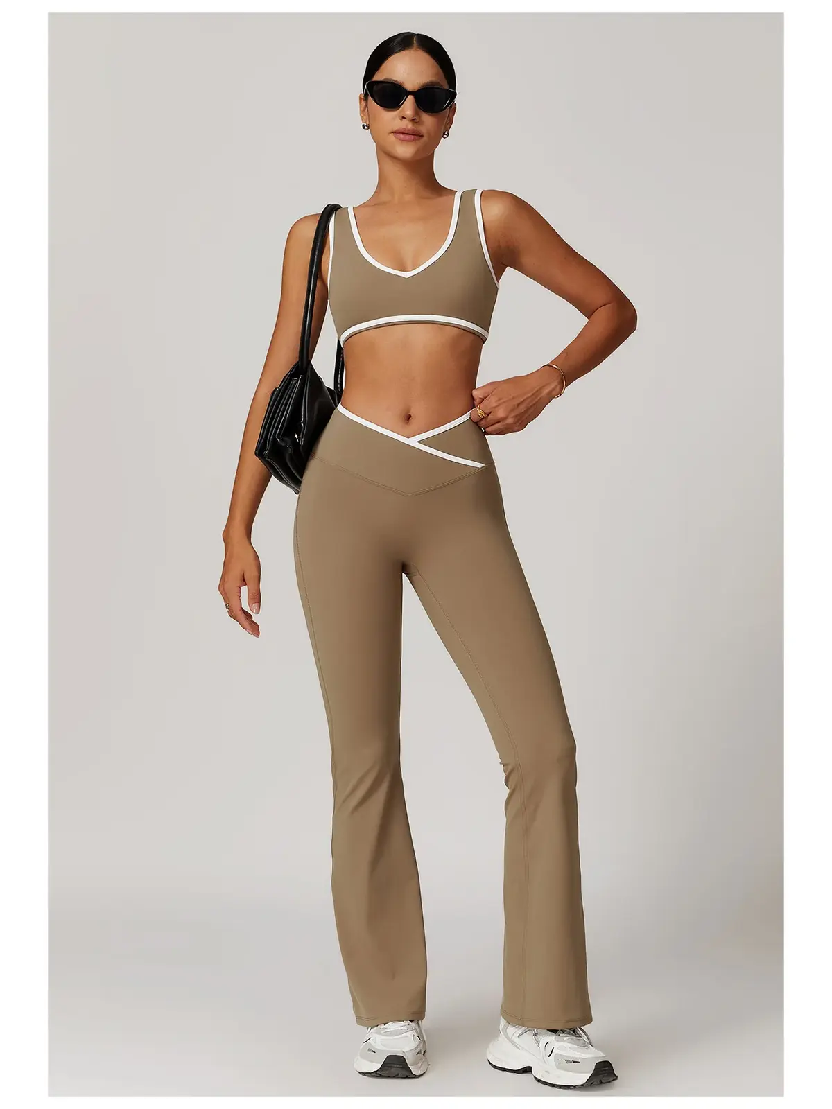 Crossover Orbit High-Rise Flare Leggings — cocoa brown — flare-leggings — assigned human anchor cluster