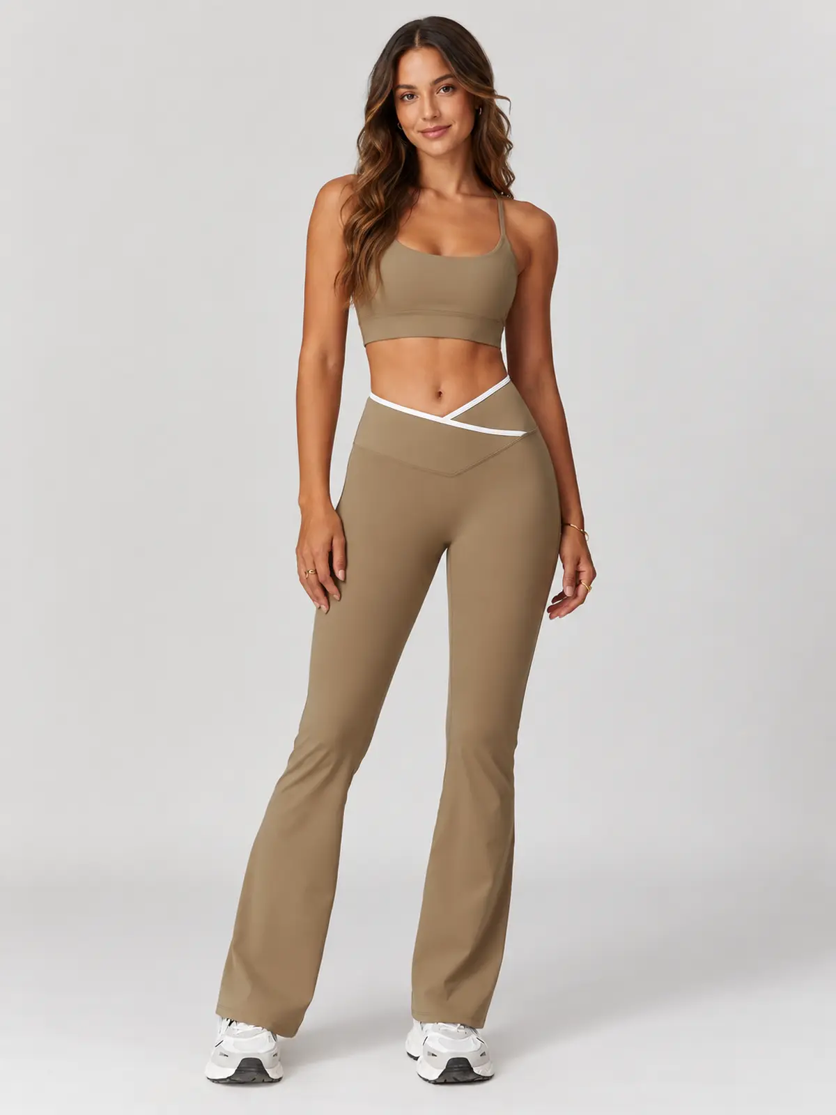 Crossover Orbit High-Rise Flare Leggings — cocoa brown — flare-leggings — authoritative variation image