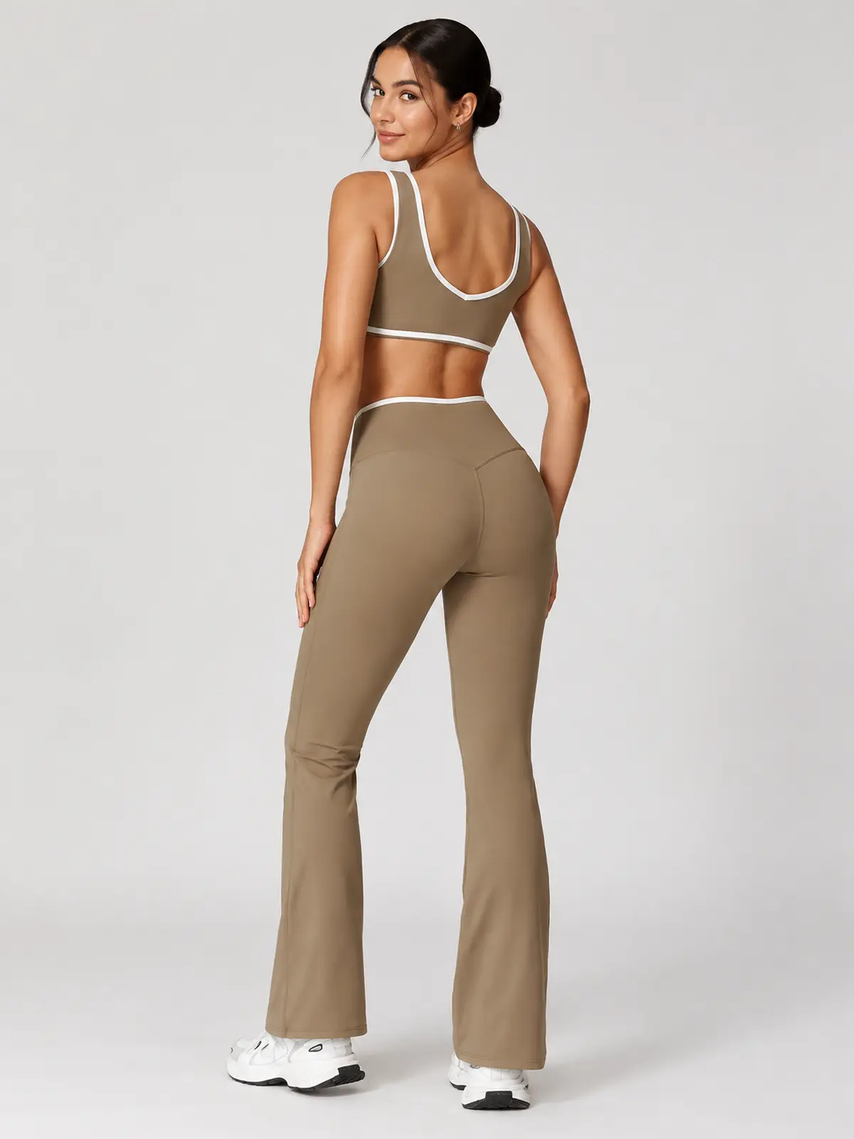 Crossover Orbit High-Rise Flare Leggings — cocoa brown — flare-leggings — authoritative variation match