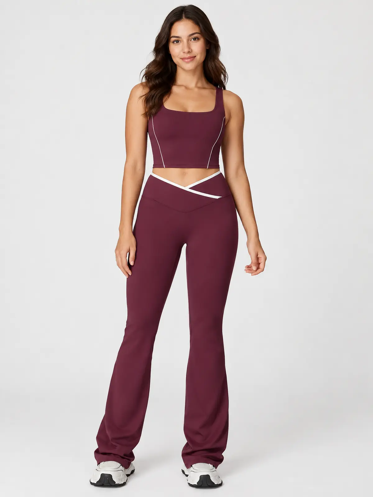 Crossover Orbit High-Rise Flare Leggings — dark burgundy purple — flare-leggings — authoritative variation image
