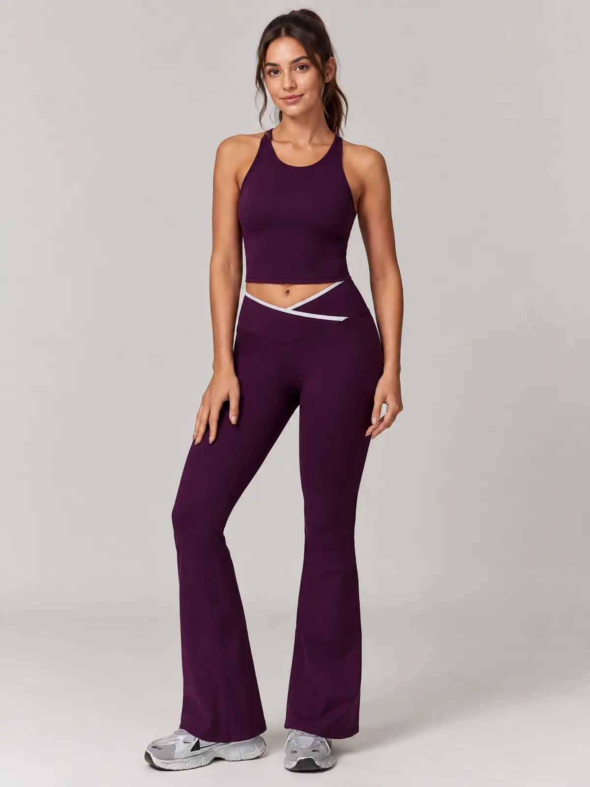 Crossover Orbit High-Rise Flare Leggings — dark purple — flare-leggings — authoritative variation image