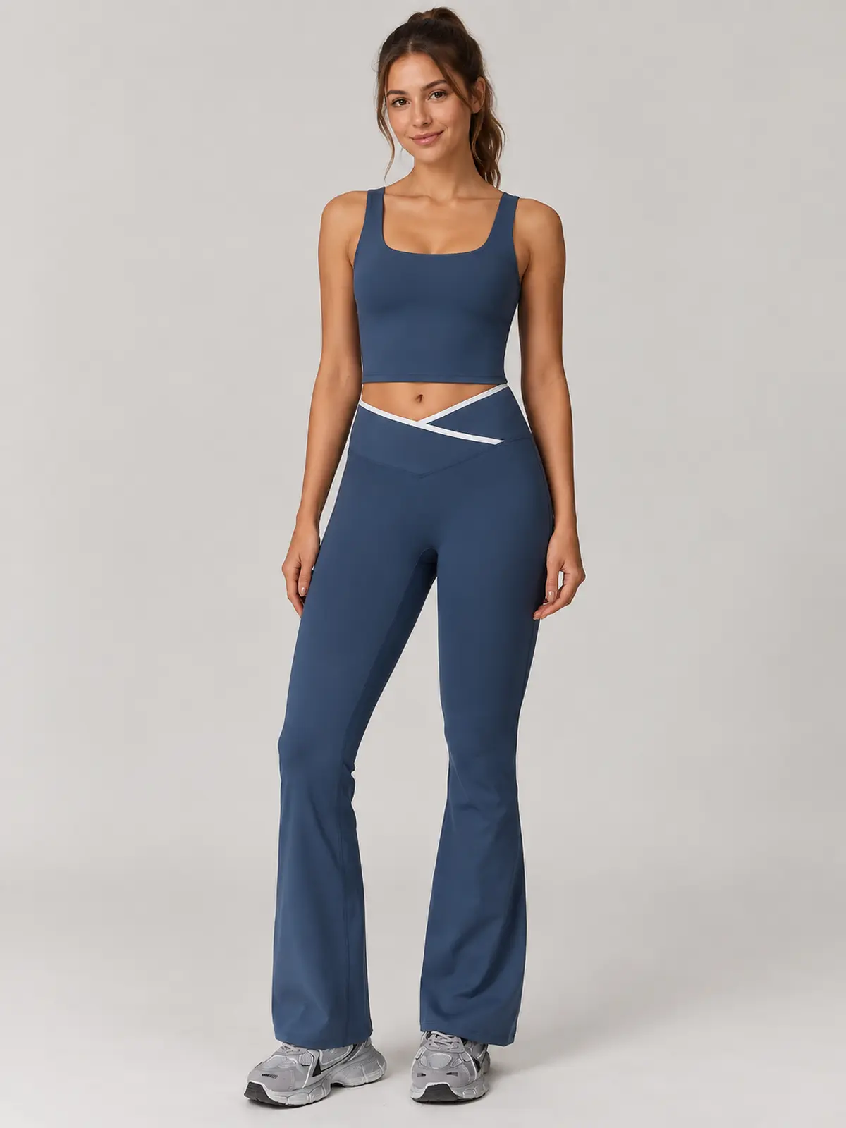 Crossover Orbit High-Rise Flare Leggings — slate blue — flare-leggings — authoritative variation image