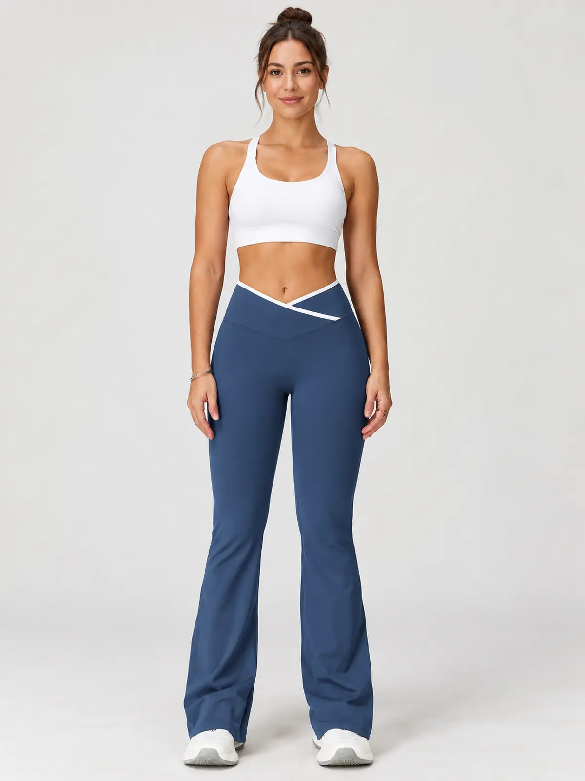 Crossover Orbit High-Rise Flare Leggings — slate blue — flare-leggings — authoritative variation match