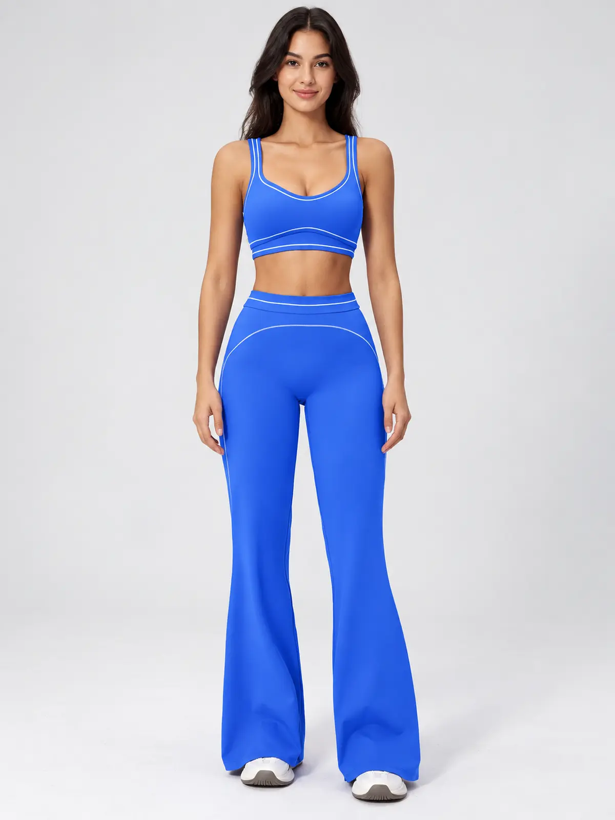 Garnet Quill Sports Bra and Flare Leggings Set — royal blue — general — authoritative variation image