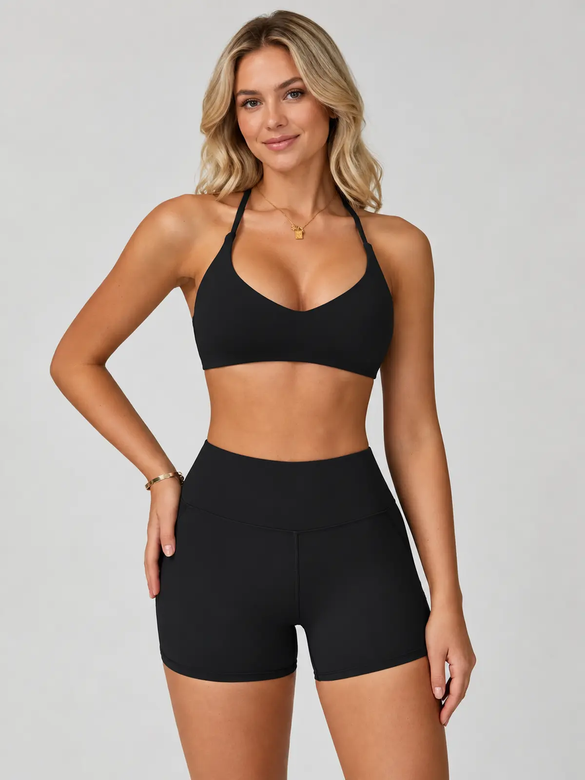 Juniper Lattice Cross-Back Scoop-Neck Sports Bra — black — sports-bra — authoritative variation match