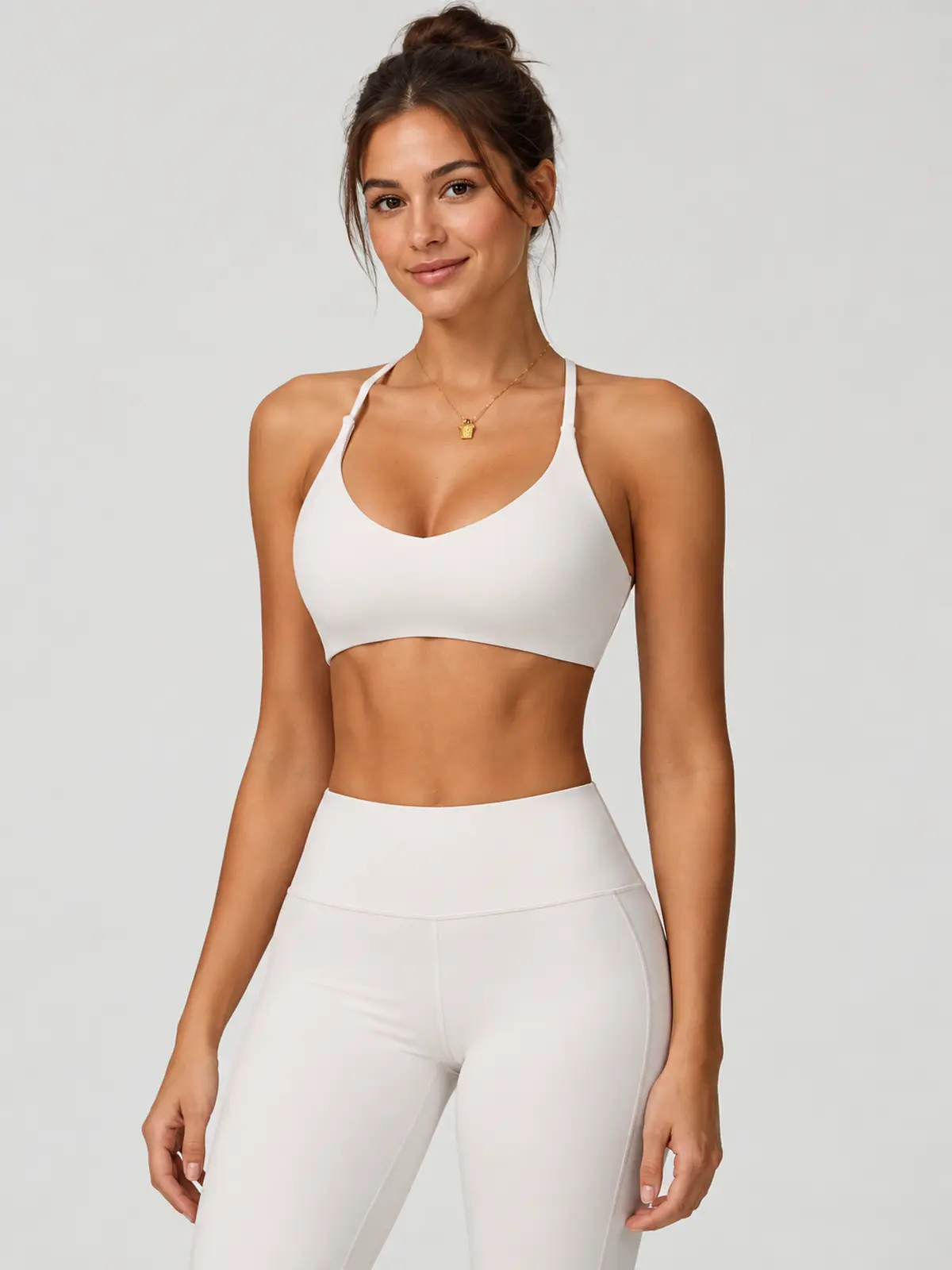 Juniper Lattice Cross-Back Scoop-Neck Sports Bra — white — general — authoritative variation match