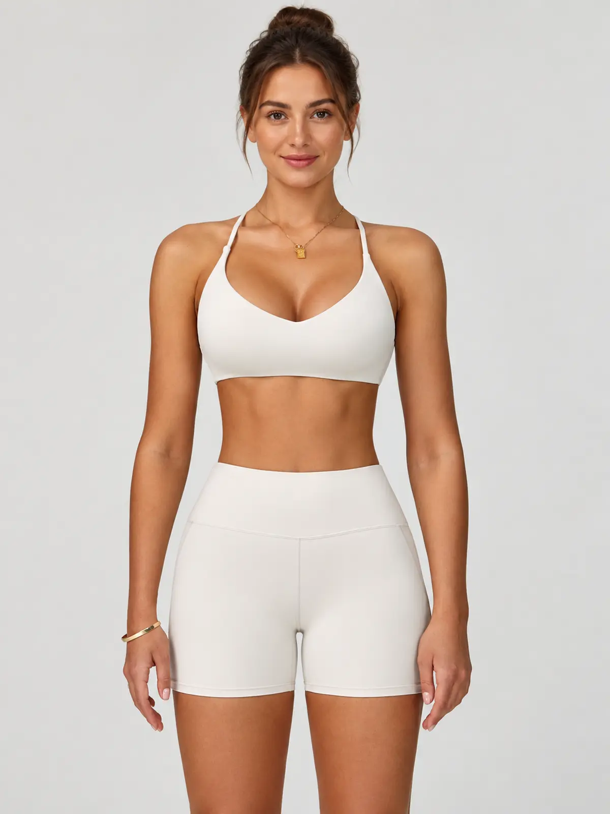 Juniper Lattice Cross-Back Scoop-Neck Sports Bra — white — general — authoritative variation match