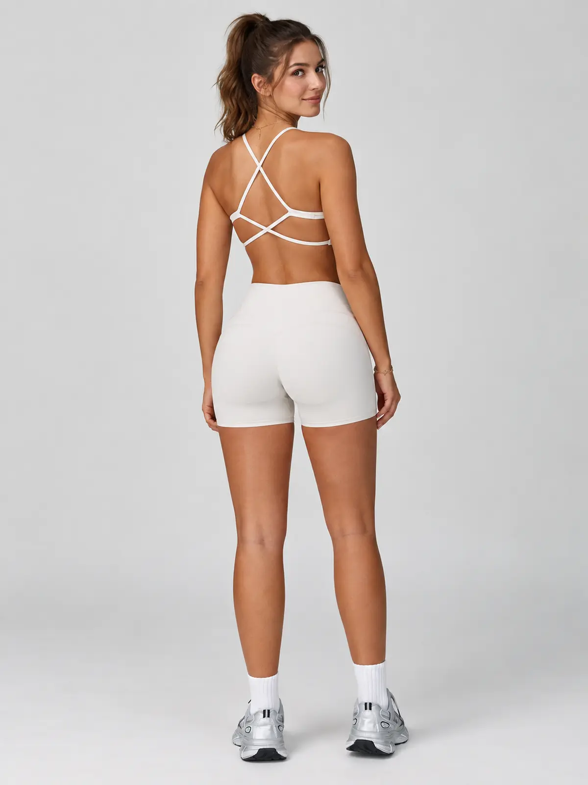 Juniper Lattice Cross-Back Scoop-Neck Sports Bra — white — general — authoritative variation match