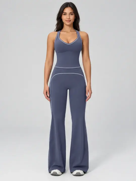 Kestrel Row Sleeveless Top and Flare Leggings Set — dark blue — general — authoritative variation image