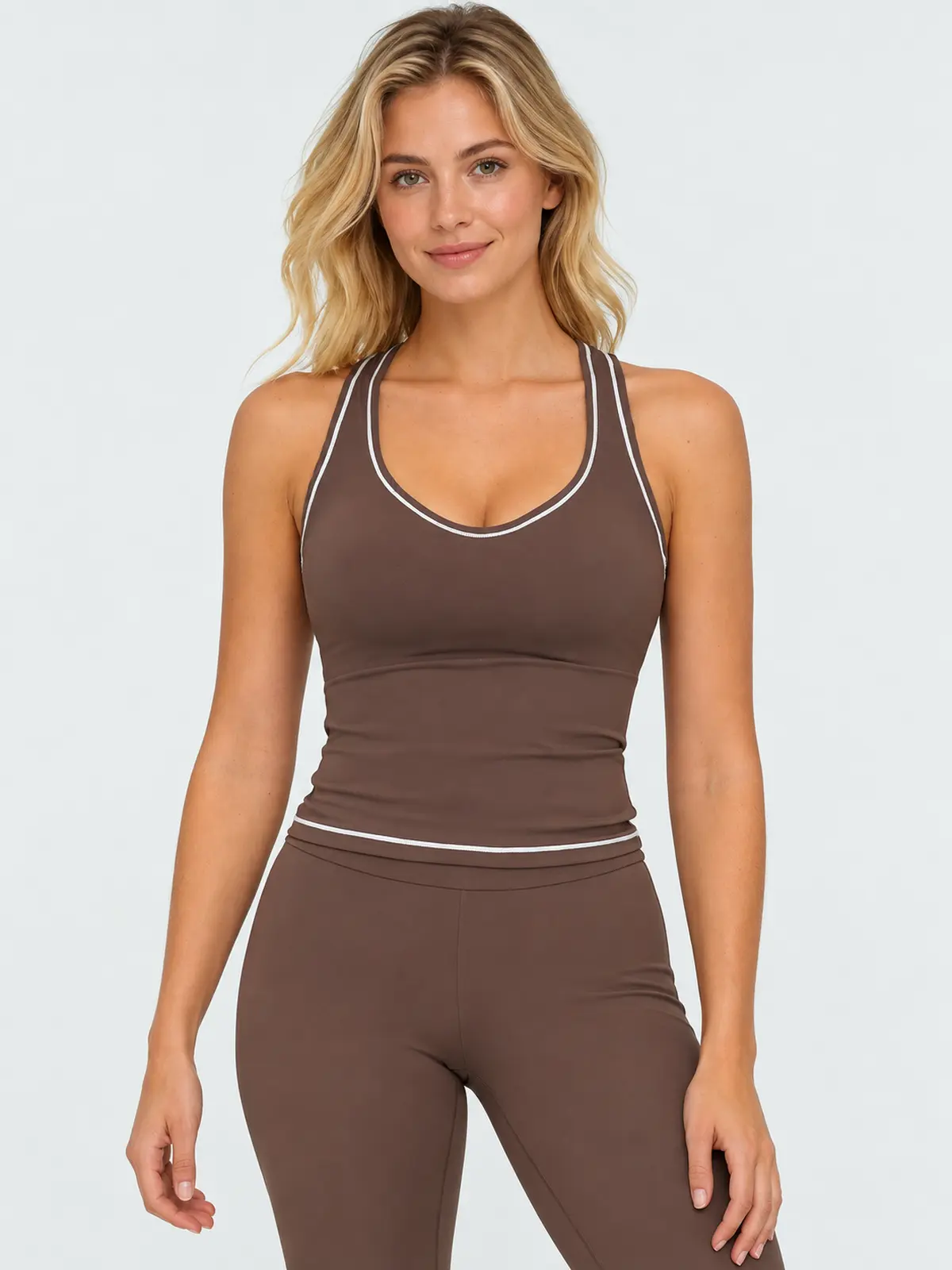 Meadow Current Scoop-Neck Longline Tank Top — brown — tank-top — authoritative variation image